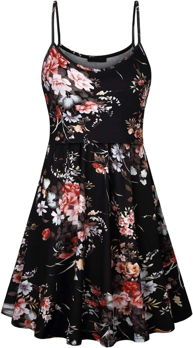 Connche Floral Maternity Summer Dress Spaghetti Strap Nursing Breastfeeding