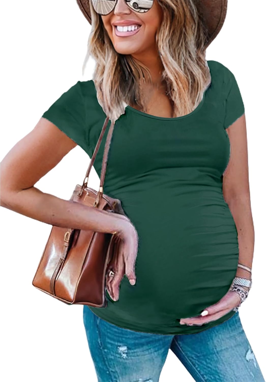 Peauty Maternity Shirts Maternity Clothes Side Ruched Maternity Tops for Women Pregnancy Shirts