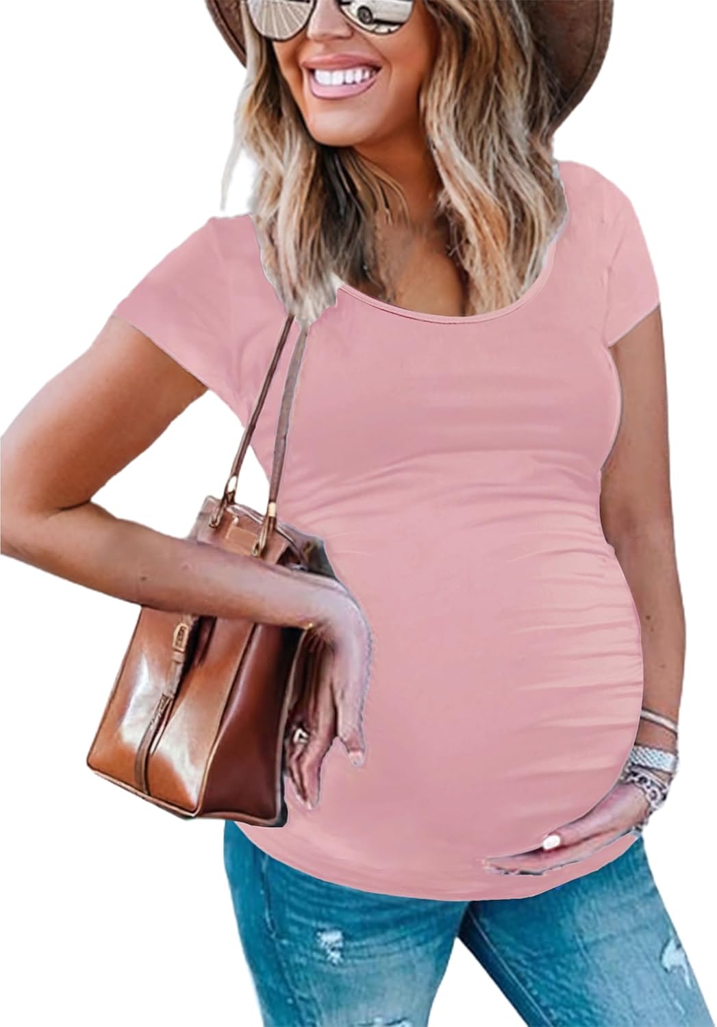 Peauty Maternity Shirts Maternity Clothes Side Ruched Maternity Tops for Women Pregnancy Shirts