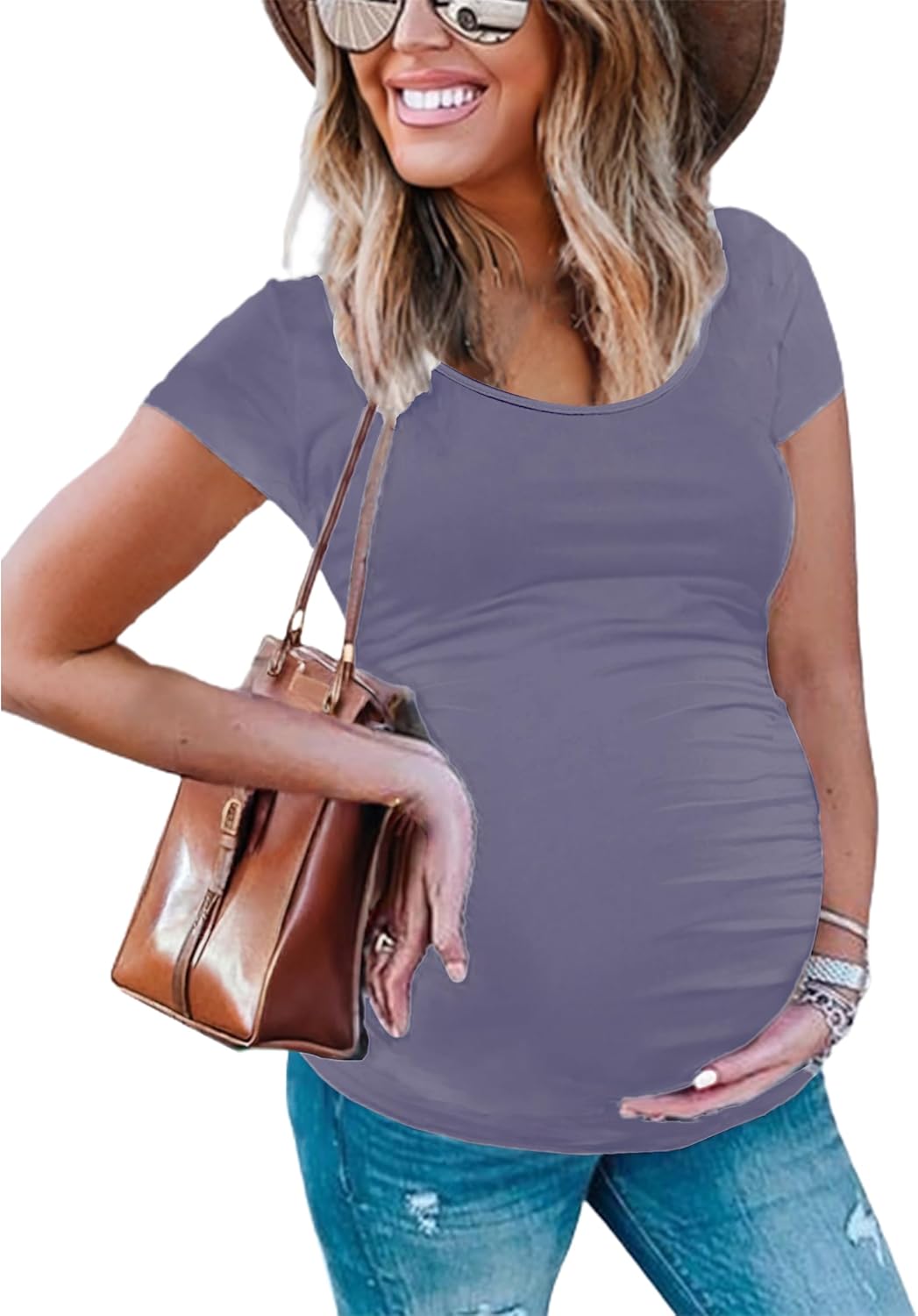 Peauty Maternity Shirts Maternity Clothes Side Ruched Maternity Tops for Women Pregnancy Shirts