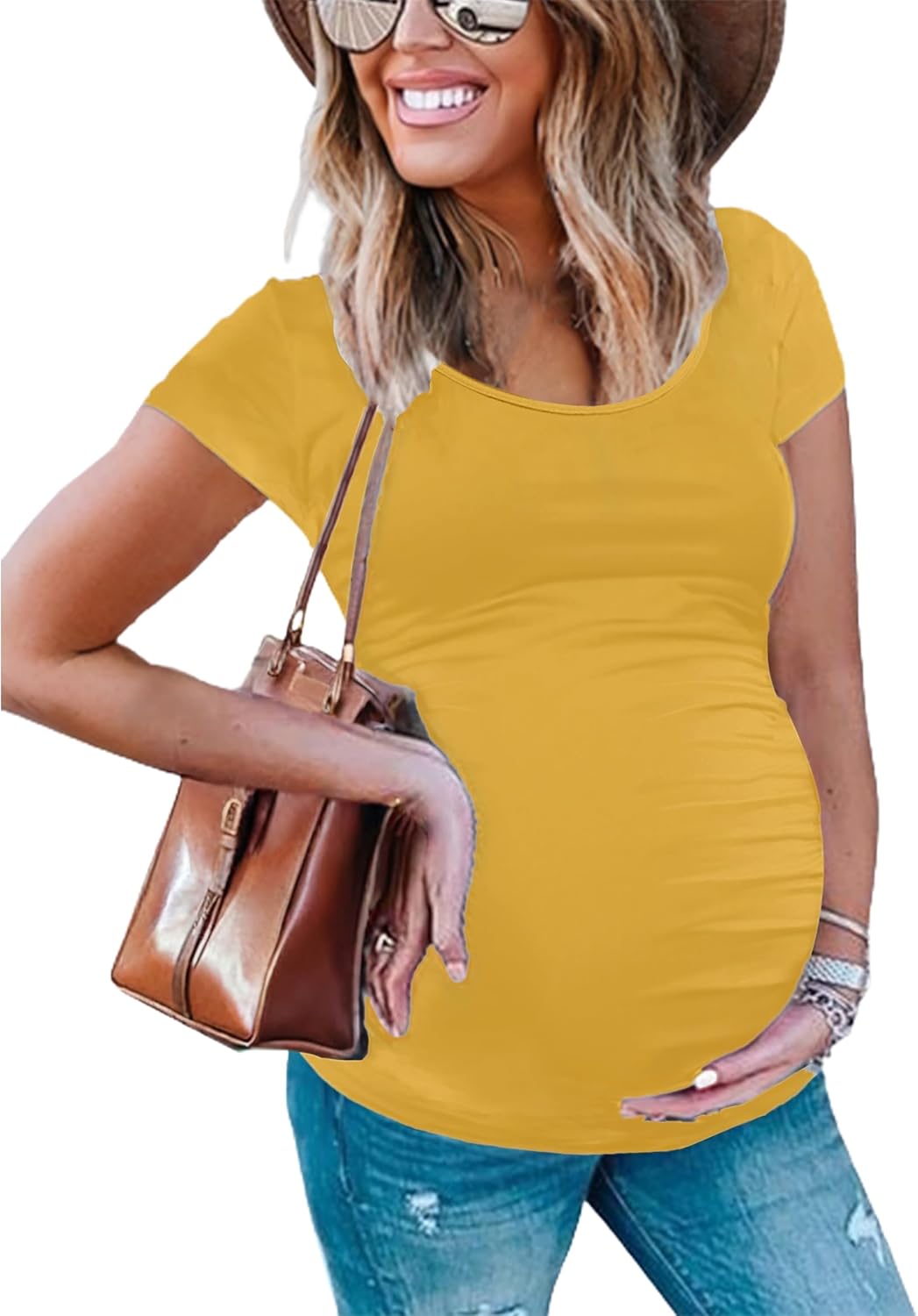Peauty Maternity Shirts Maternity Clothes Side Ruched Maternity Tops for Women Pregnancy Shirts