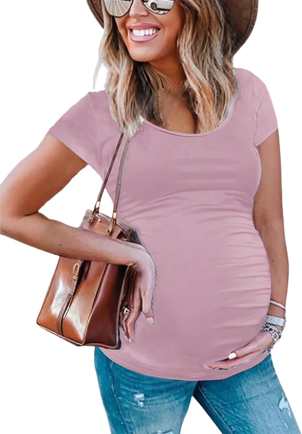 Peauty Maternity Shirts Maternity Clothes Side Ruched Maternity Tops for Women Pregnancy Shirts