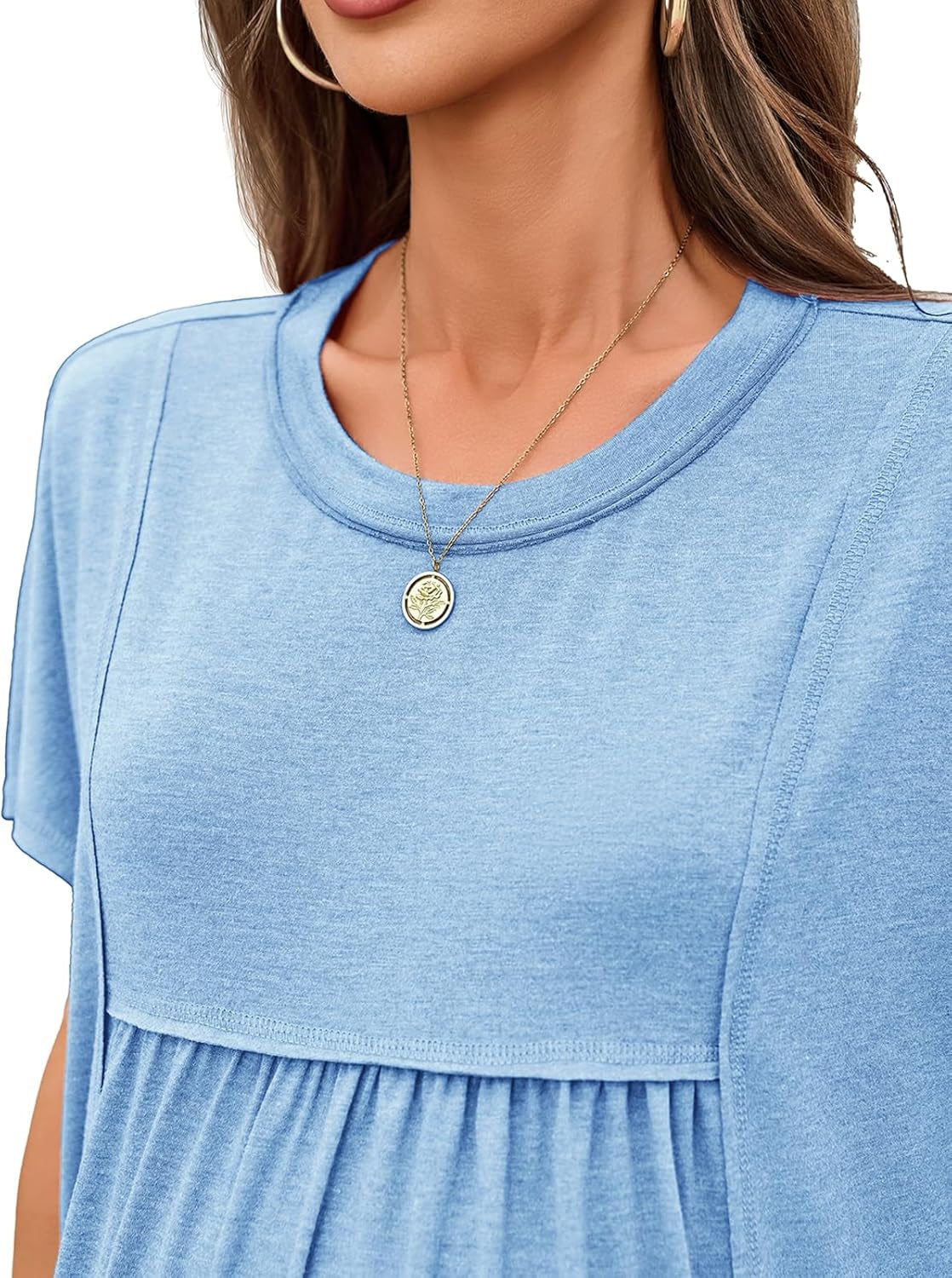 Tankaneo Womens Maternity Tops Summer Batwing Short Sleeve Casual T Shirts Oversized Pleated Pregnancy Clothes