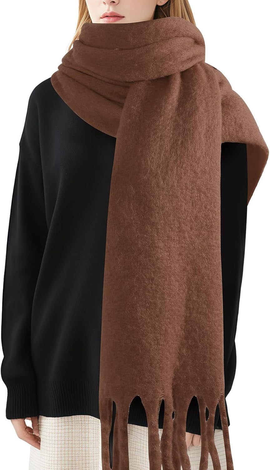 Premillow Women'S Mohair Winter Scarf Pure Color, Warm Winter Scarf for Women and Men, Soft Luxurious Cashmere Feel Scarfs