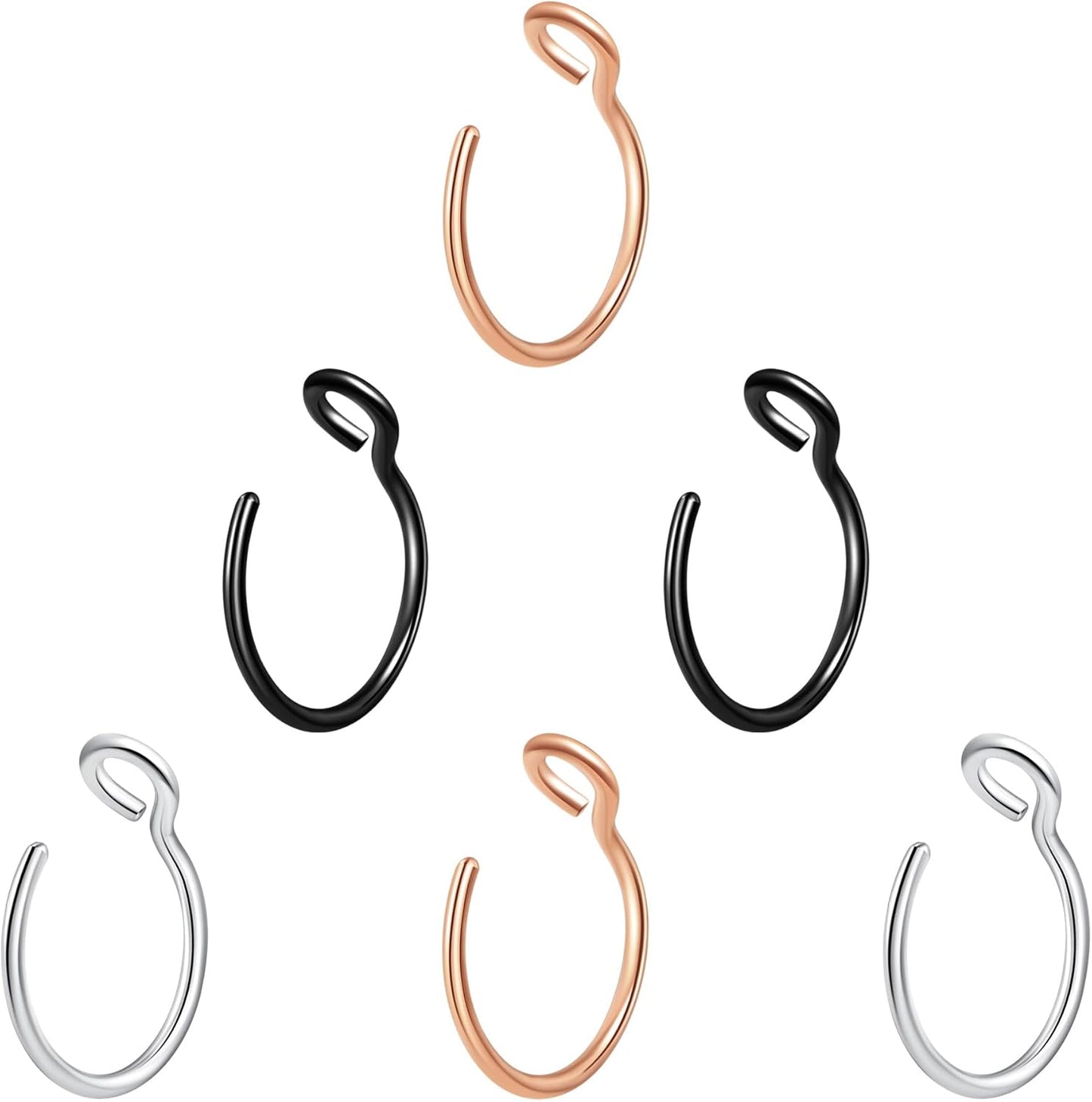 5-12 Pcs Nose Rings Hoops Nose Piercings Nose Piercing Jewelry Fake Nose Ring Fake Piercings Septum Lip Double Hoop Nose Ring Hoop Nose Rings for Women Clip on Helix Cartilage Hoop Earrings