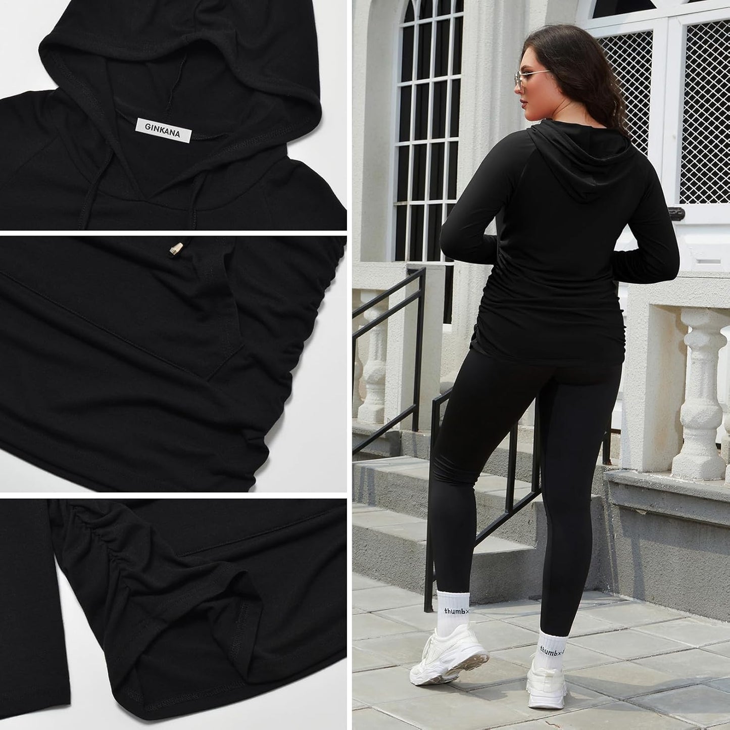 GINKANA Maternity Hoodie Long Sleeves Shirts Casual Maternity Top Pregnancy Sweatshirt Casual Clothes