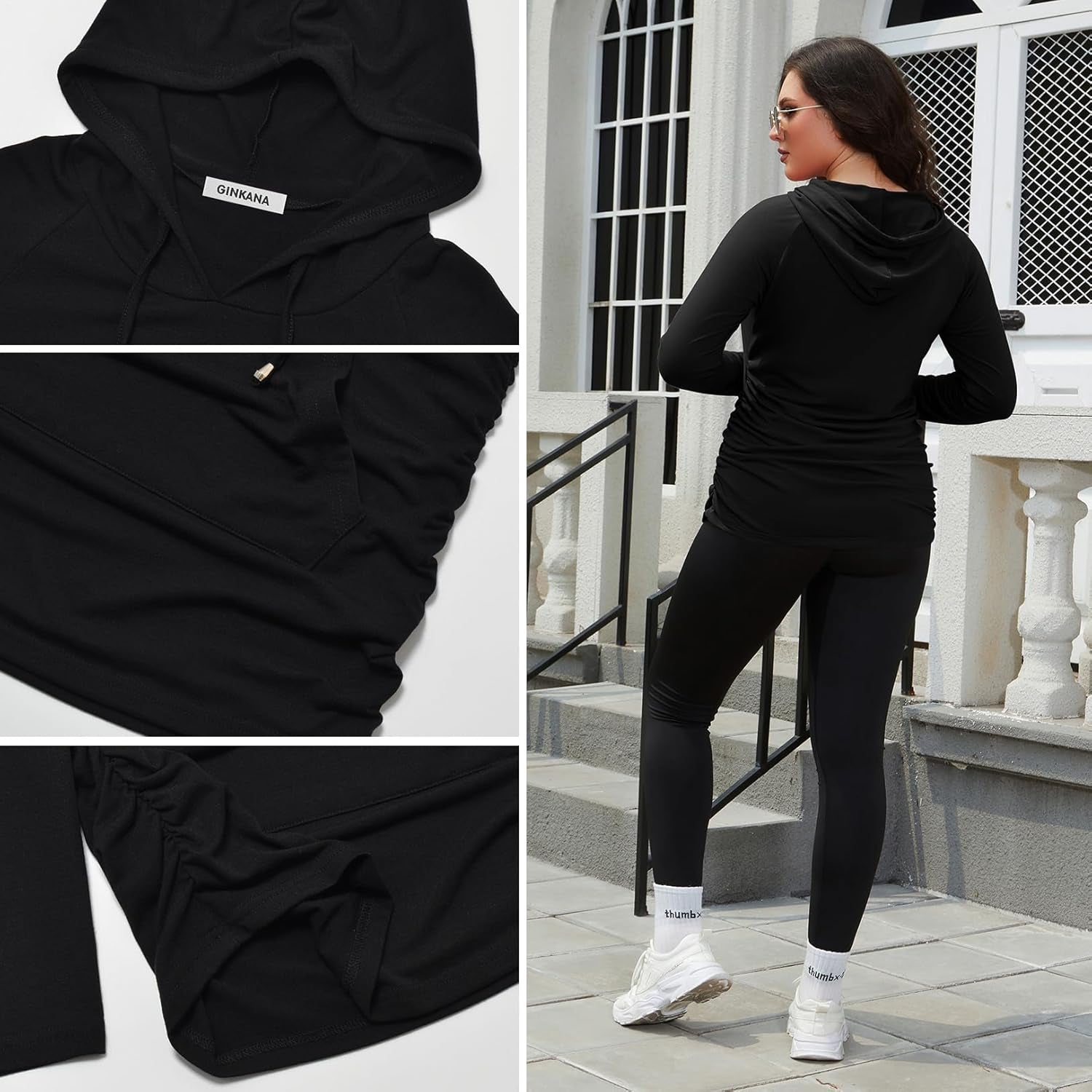 GINKANA Maternity Hoodie Long Sleeves Shirts Casual Maternity Top Pregnancy Sweatshirt Casual Clothes