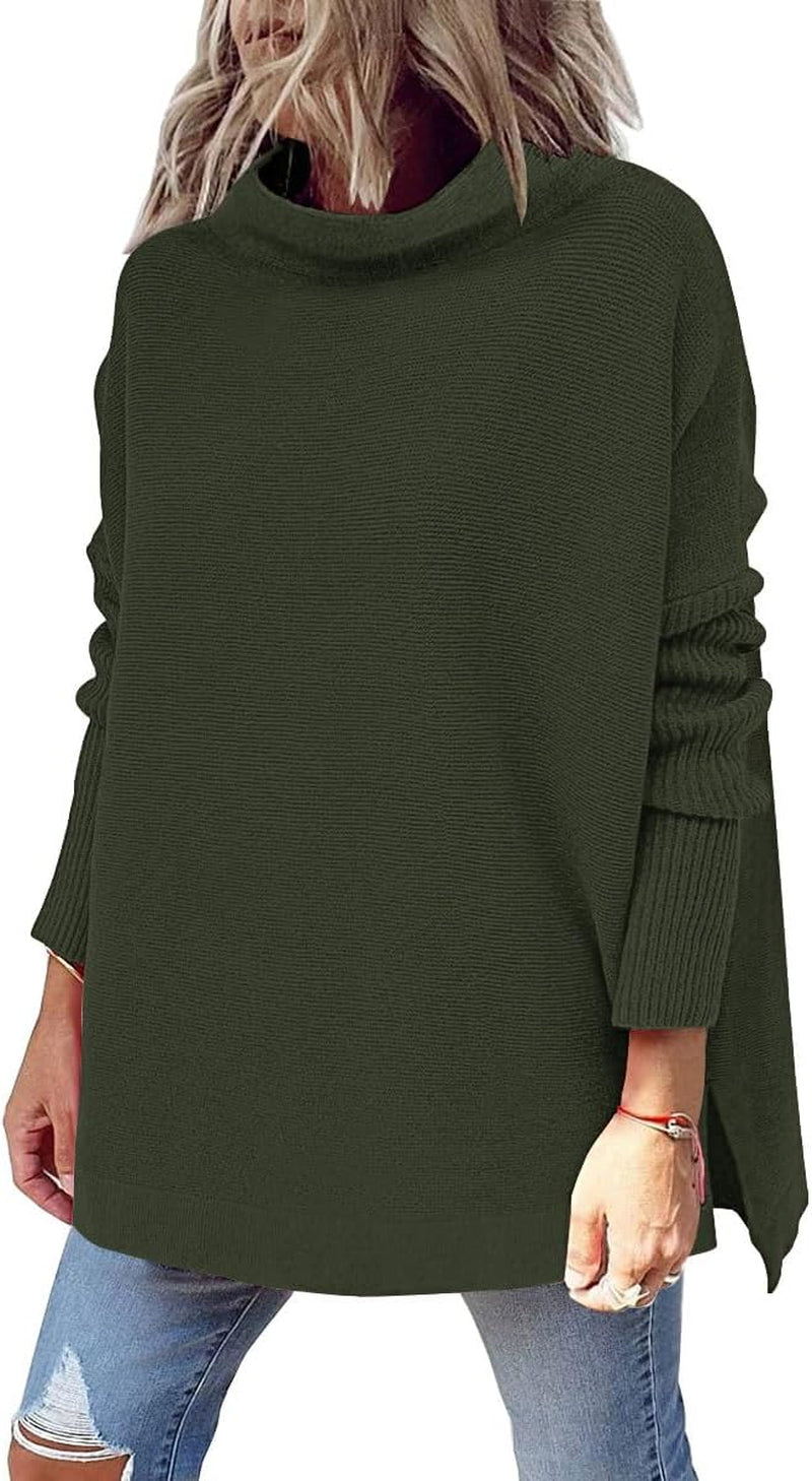 LILLUSORY Women'S Mock Turtleneck Sweater Oversized Long Sleeve Casual Knit Pullover Tunic Tops Wear with Leggings