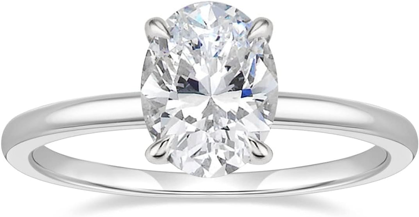 Women Engagement Ring - Elegant Oval Cut Solitaire Cubic Zirconia CZ Wedding Promise Band Perfect for Her Special Day
