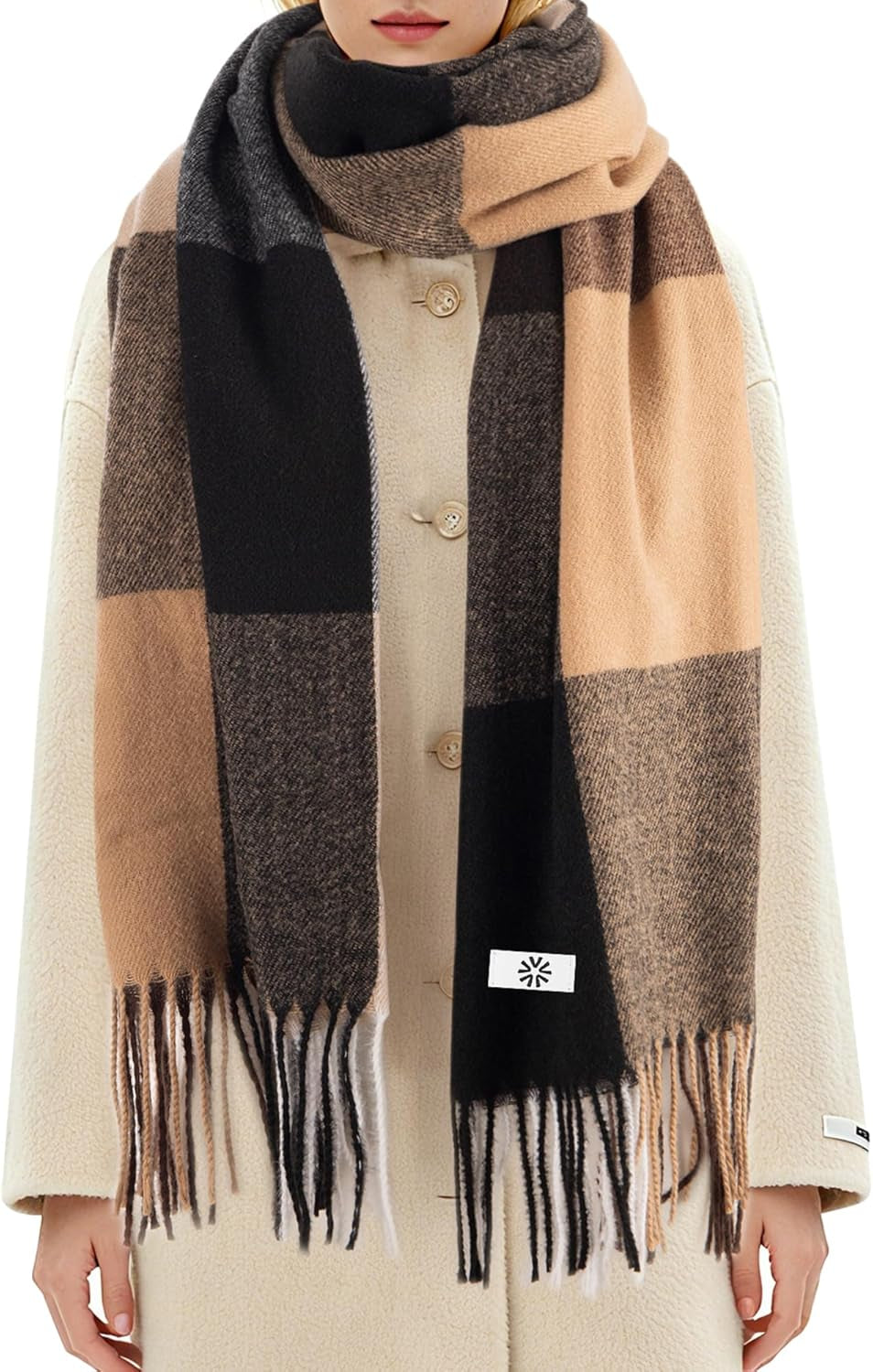 Women'S Winter Plaid Scarf Warm Thick Long Shawl Soft Knit Perfect Cold Weather Gift