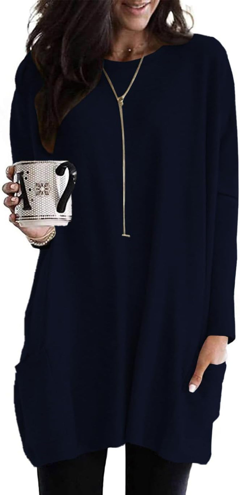 Naggoo Womens Long Sleeve Tunic Tops for Leggings with Pockets Fall Fashion 2025 Casual Long T Shirts