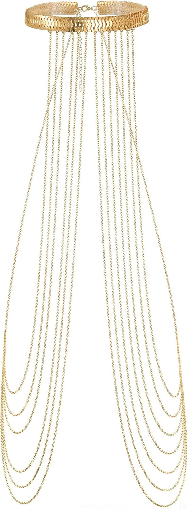 Harness Body Chain Sexy Layered Tassel Belly Waist Chain Necklace Boho Hot Bikini Nightclub Party Beach Body Jewelry for Women and Ladies Gold Tone