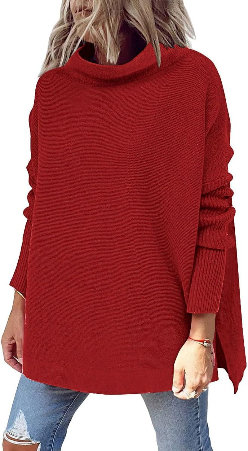 LILLUSORY Women'S Mock Turtleneck Sweater Oversized Long Sleeve Casual Knit Pullover Tunic Tops Wear with Leggings
