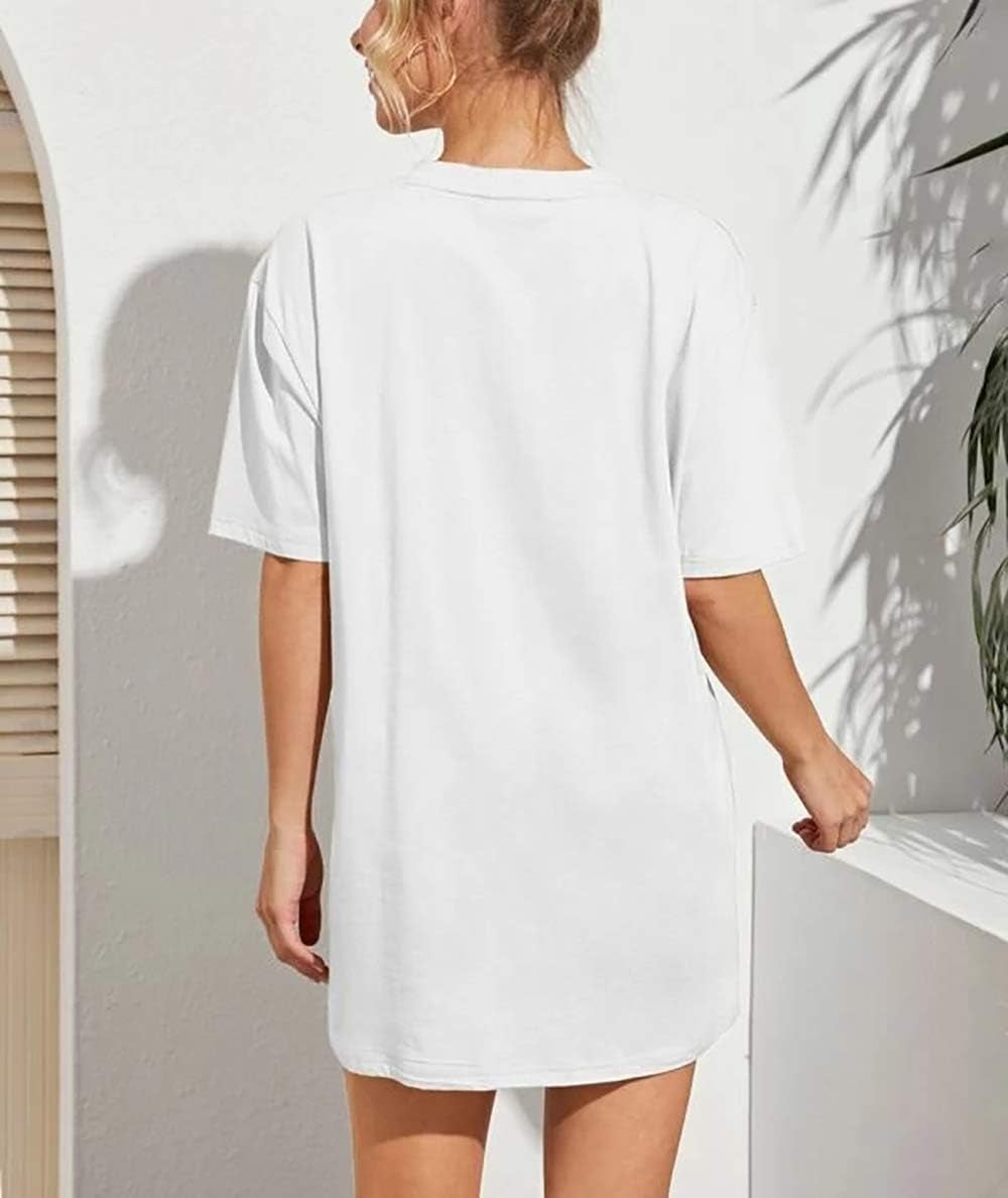 Meladyan Women’S Oversize Graphic Printed Loose Tee Short Sleeve round Neck Loose Tee Shirts Tops