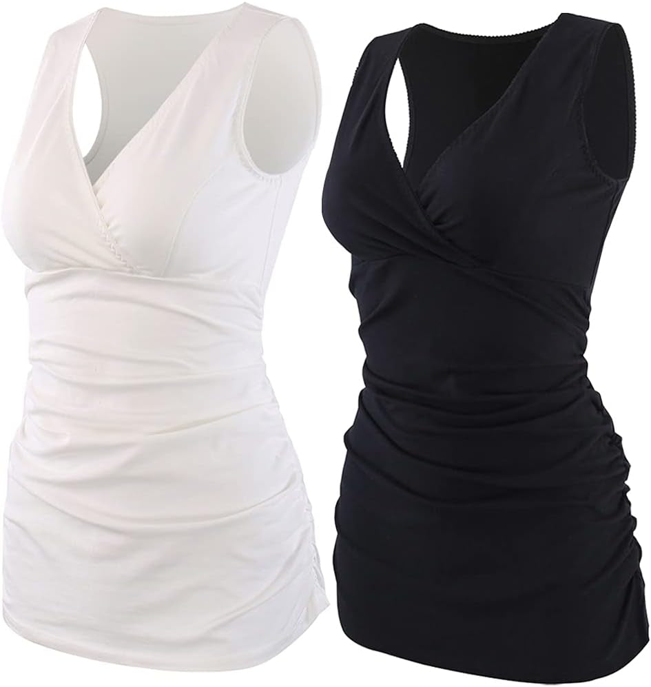 COLOMI Maternity Nursing Tank Top Women Maternity Pajama Tops Nursing Cami Sleep Bra for Breastfeeding
