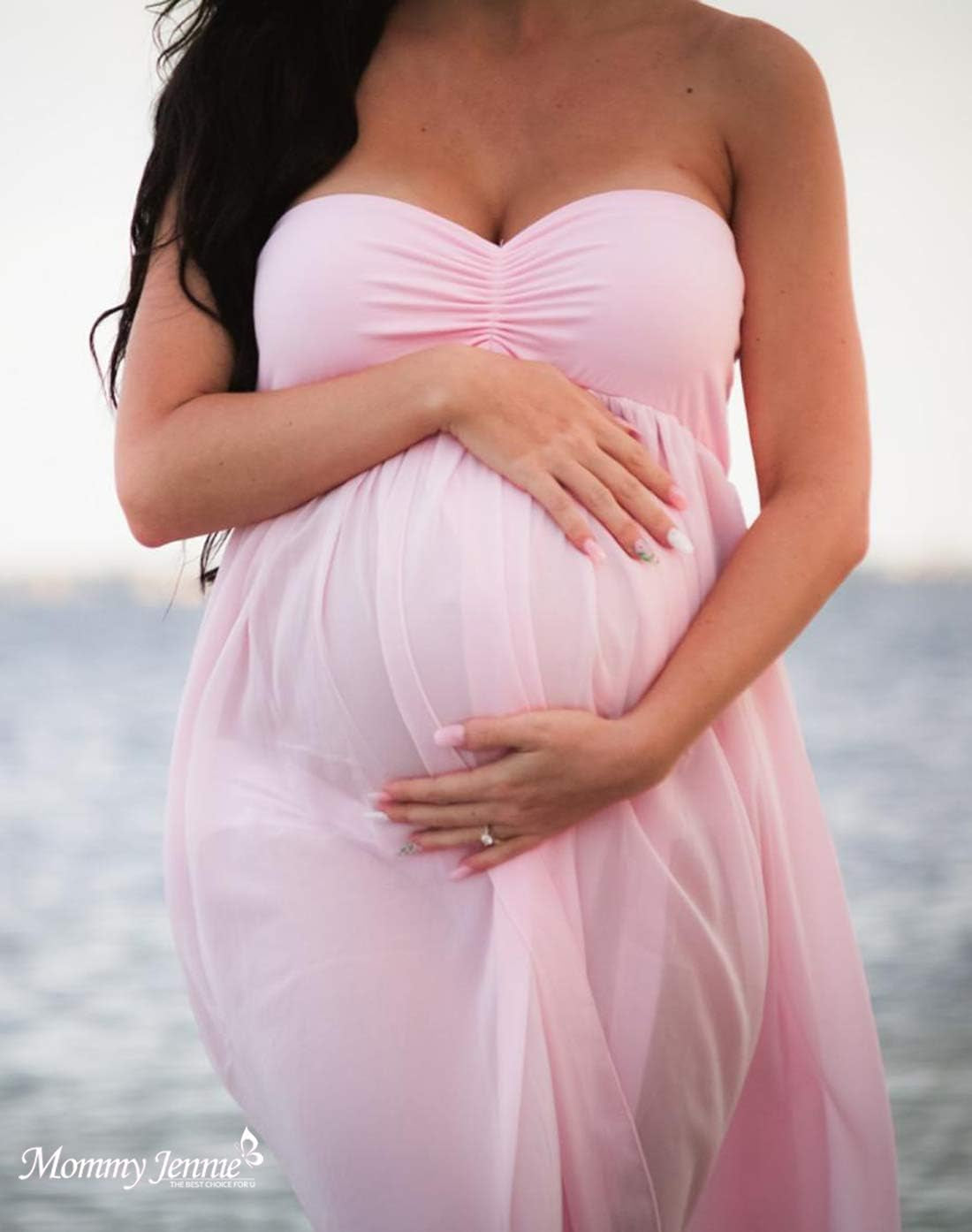 Mommy Jennie Maternity Dress for Photoshoot Sleeveless Open Front Photography Gown