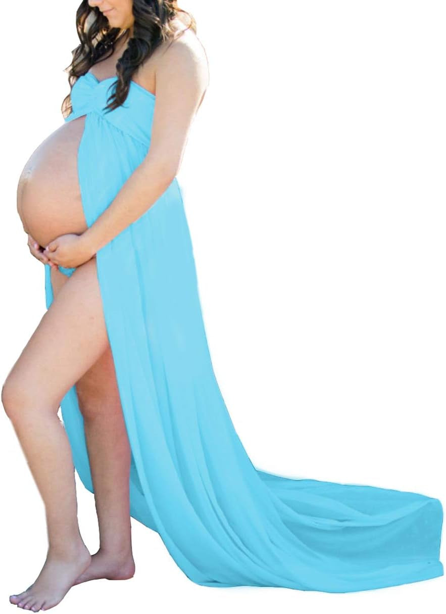Mommy Jennie Maternity Dress for Photoshoot Sleeveless Open Front Photography Gown