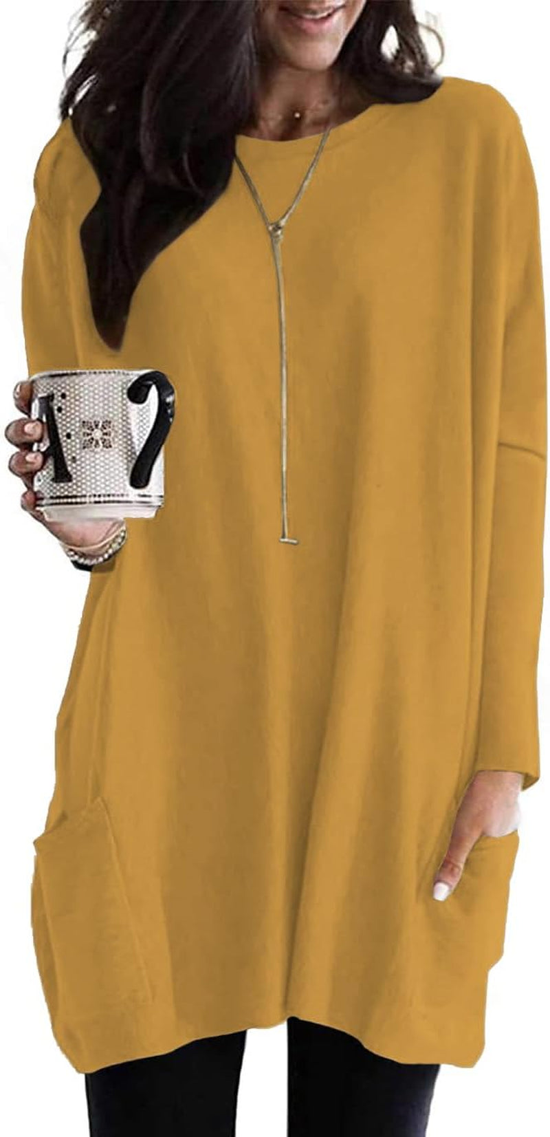 Naggoo Womens Long Sleeve Tunic Tops for Leggings with Pockets Fall Fashion 2025 Casual Long T Shirts