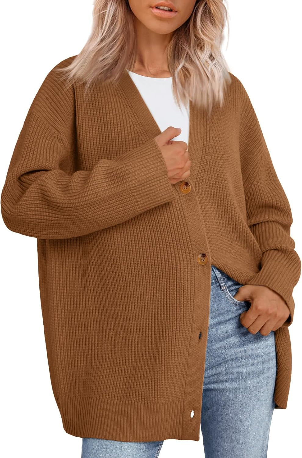 LILLUSORY Women Oversized Cardigan Sweater 2025 Fall Outfits Cloth Fashion V Neck Knit Button Front Casual Trendy Tops