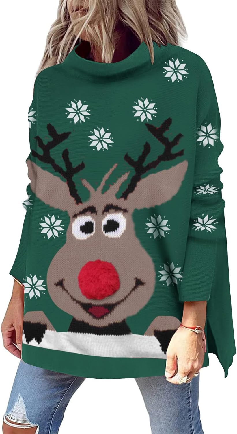 LILLUSORY Women'S Mock Turtleneck Sweater Oversized Long Sleeve Casual Knit Pullover Tunic Tops Wear with Leggings