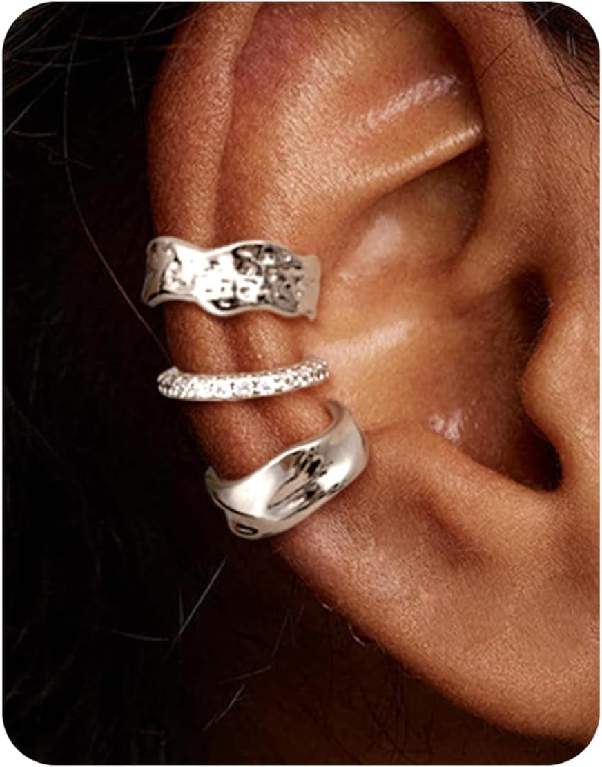 9 Pcs 14K Gold/Silver Plated Ear Cuff Non Piercing Earrings for Women Men - Ear Cuffs Earring Non Pierced Ears Adjustable Clip on Trendy Fake Cartilage Conch Helix Jewelry Set with 5A CZ