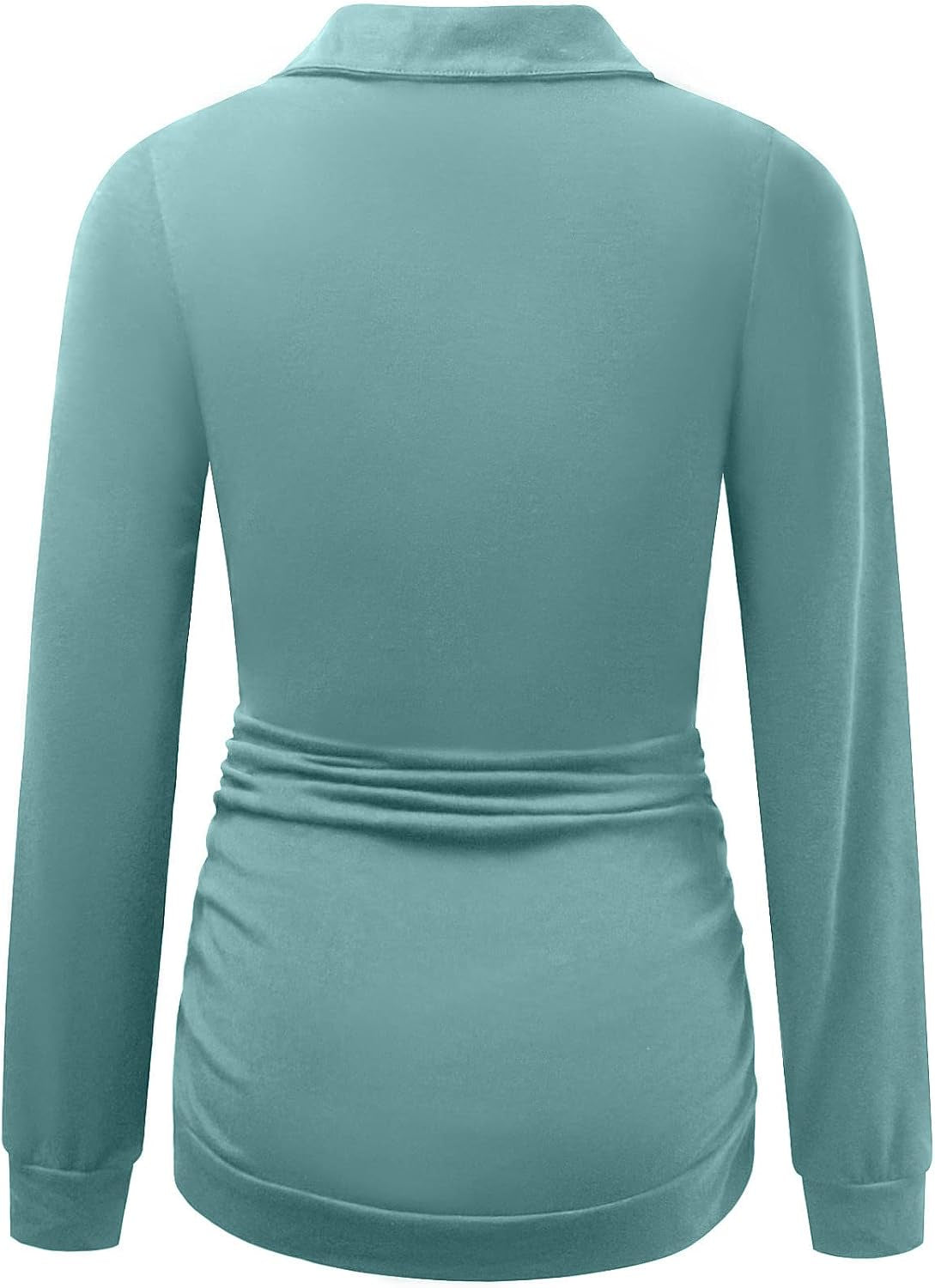 DEBELLY Maternity Shirt with Pocket Women'S Lapel Top Casual Pregnancy Long Sleeve Zipper Sweatshirt