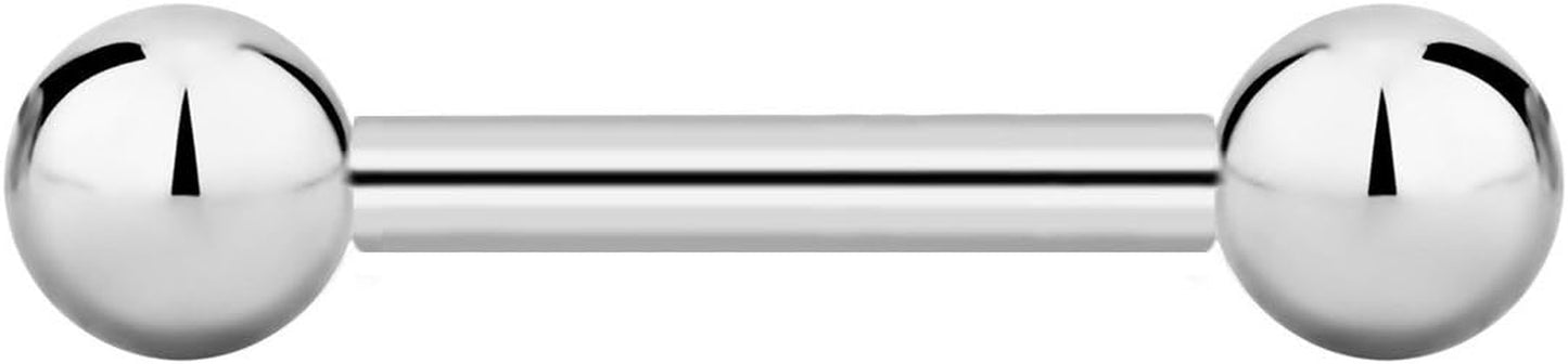 Forbidden Body Jewelry Nipple Barbell, Nipple Bars, Silver Nipplerings Piercing Surgical Steel 8G - 18G Straight Barbell Body Jewelry (Sold Individually)