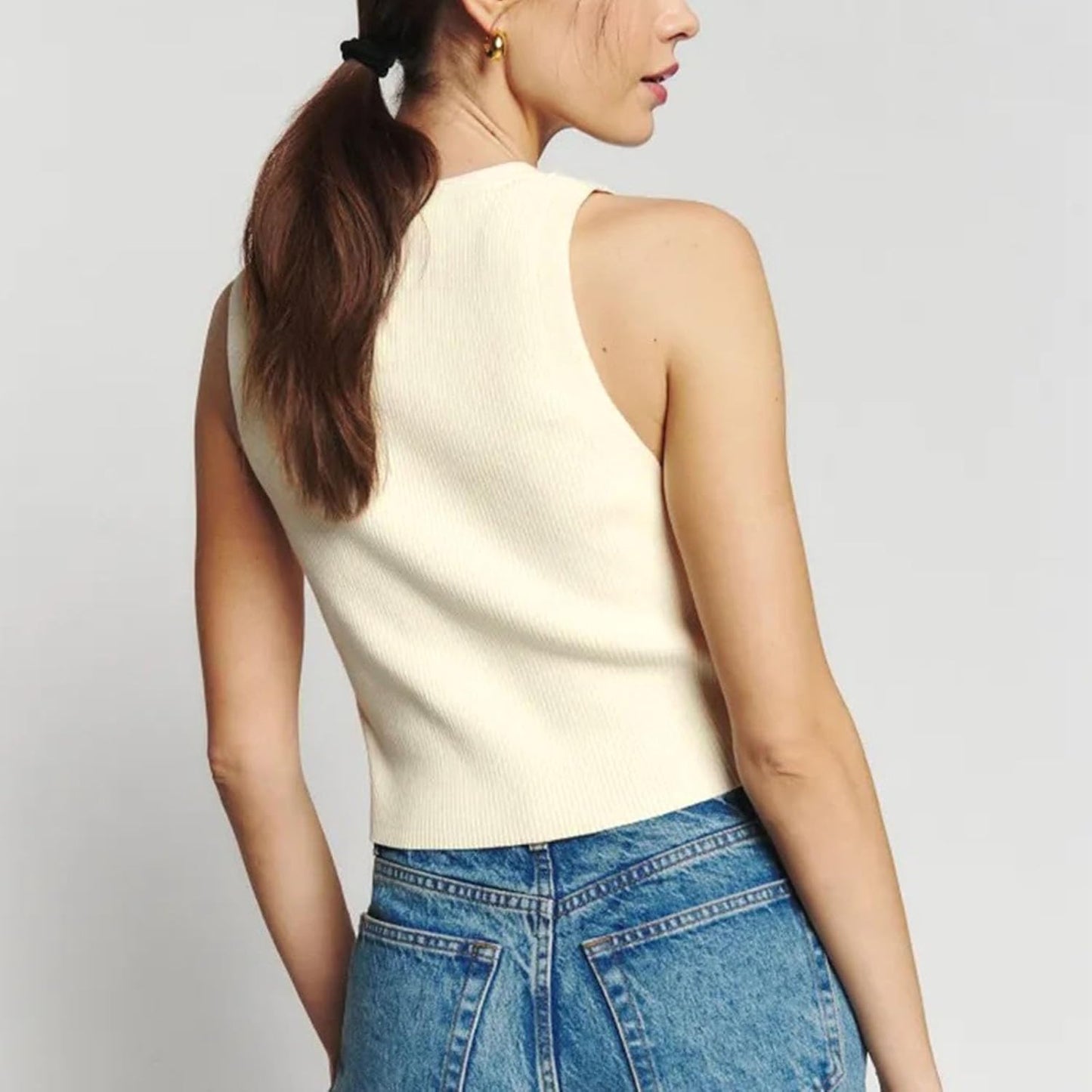 Hgps8W Women'S Sexy V Neck Sweater Vest Solid Casual Slim Fit Sleeveless Knitwear Tops Teen Girls Chic Streetwear