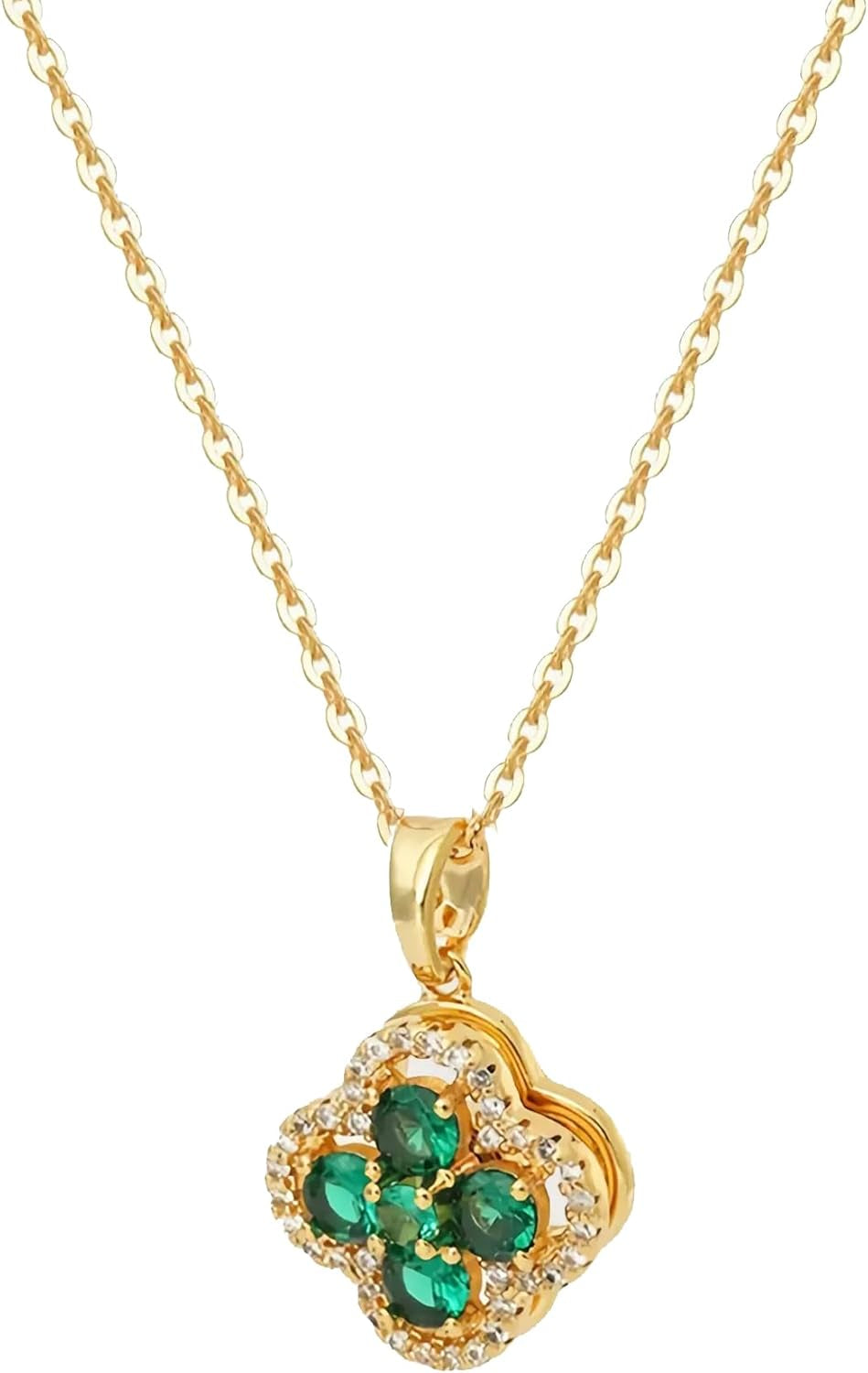 Green 4 Leaf Clover Necklace for Women, Lucky Pendant Chain Necklace Jewelry