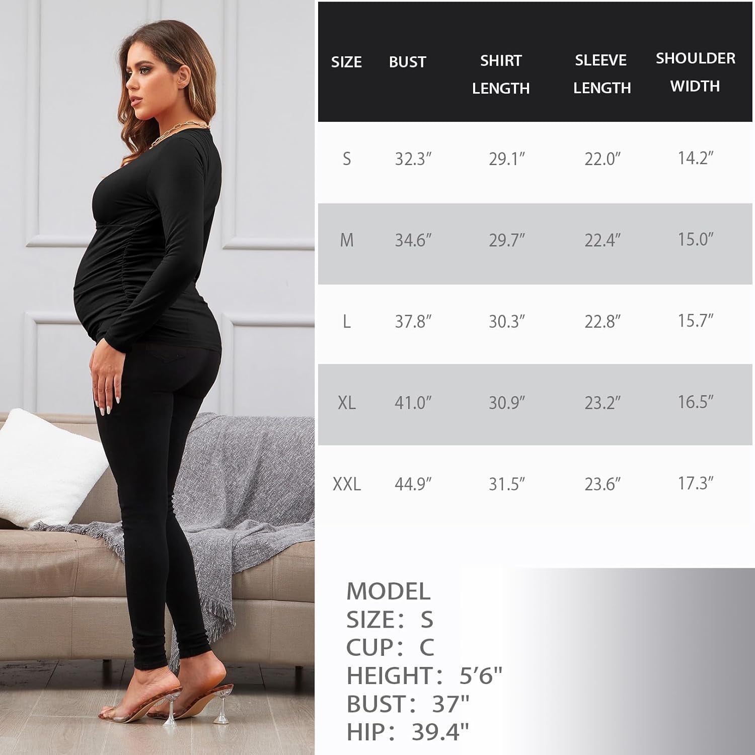 Maternity Shirt Long Sleeve Top Wrap V Neck Blouse Cross over Nursing Tshirt