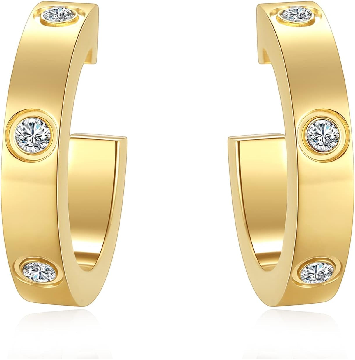 Love Earrings for Women Hoop Earrings Stainless Steel Earrings with Cubic Zirconia Stones Earrings Birthday Jewelry Christmas Gifts for Women Her