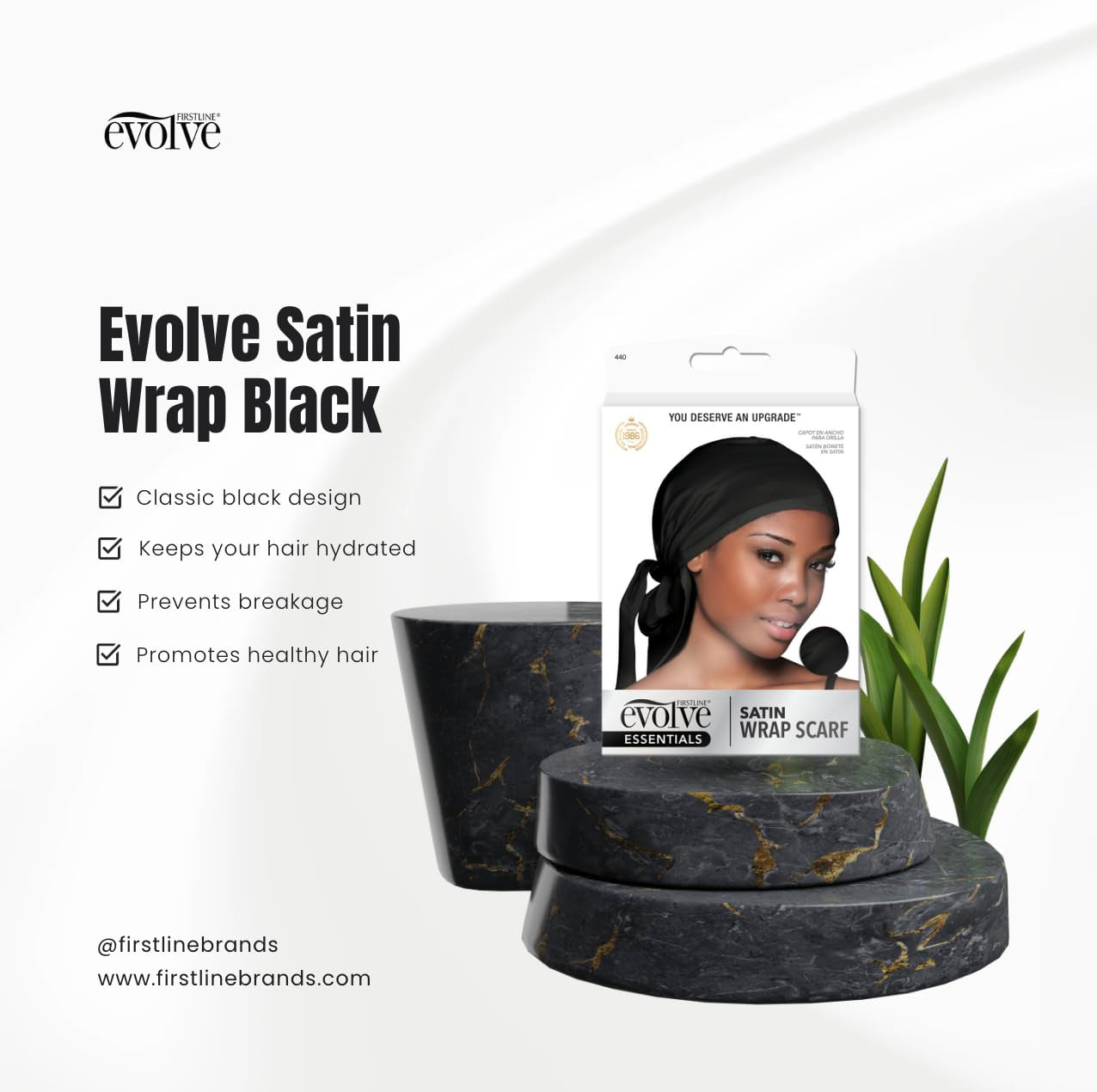 Evolve Satin Wrap Scarf, Black