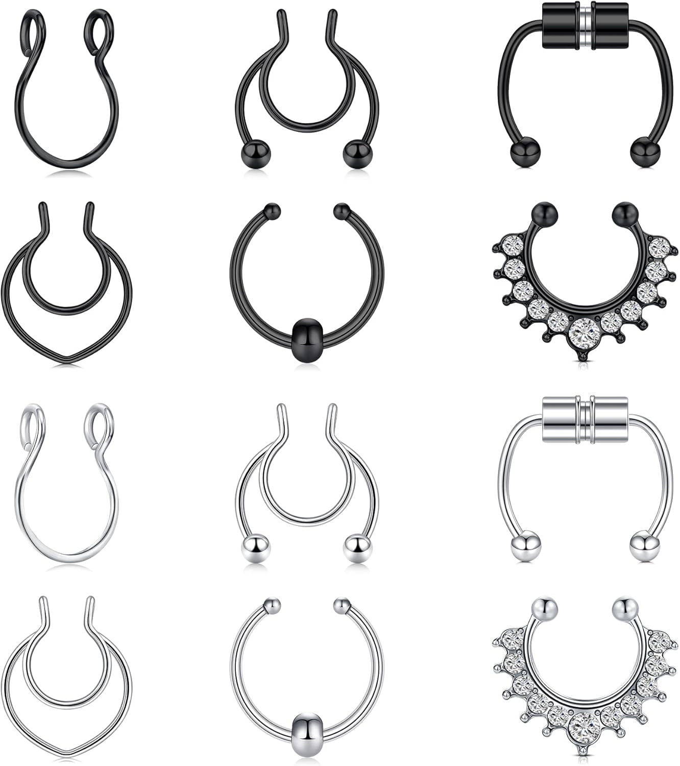 Briana Williams Fake Septum Piercing Fake Septum Ring Faux Septum Nose Rings Fake Septum Fake Nose Ring Clip on Septum Nose Ring Faux Septum Piercing for Women Non Piercing Fake Septum Hoop Jewelry