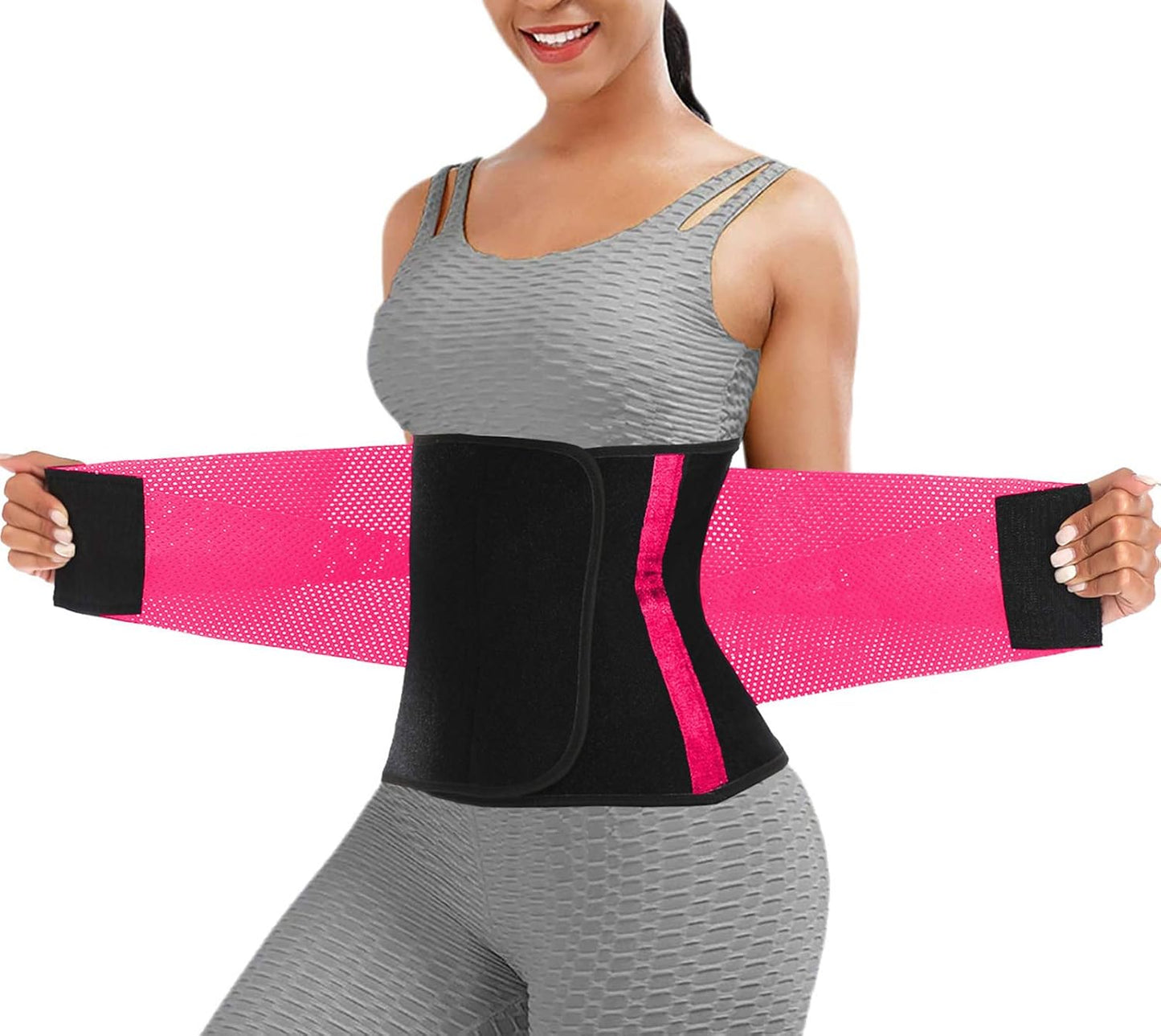Waist trimmer belt in different sizes for custom fit support
