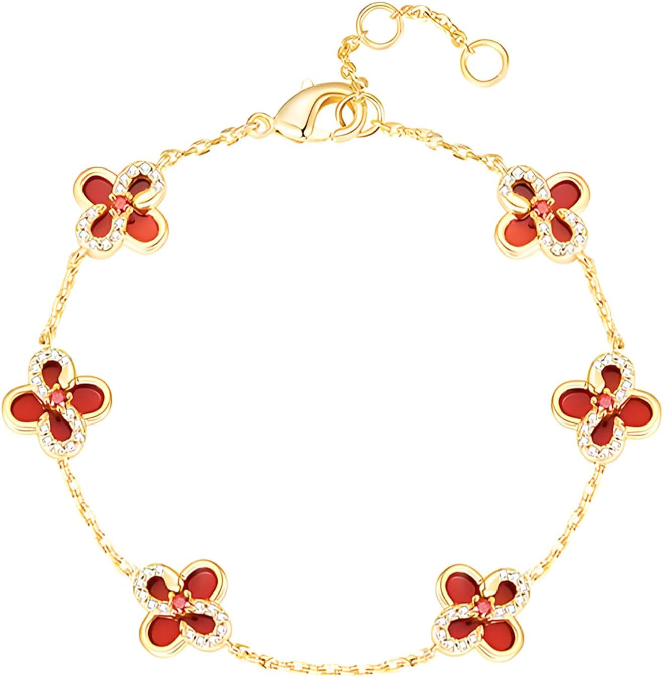 18K Gold Plated Clover Bracelet for Women, Hollow Four Leaf Clover Bracelet, Cross Flower Chain, Jewelry Gift for Birthday and Valentine'S Day with Gift Box