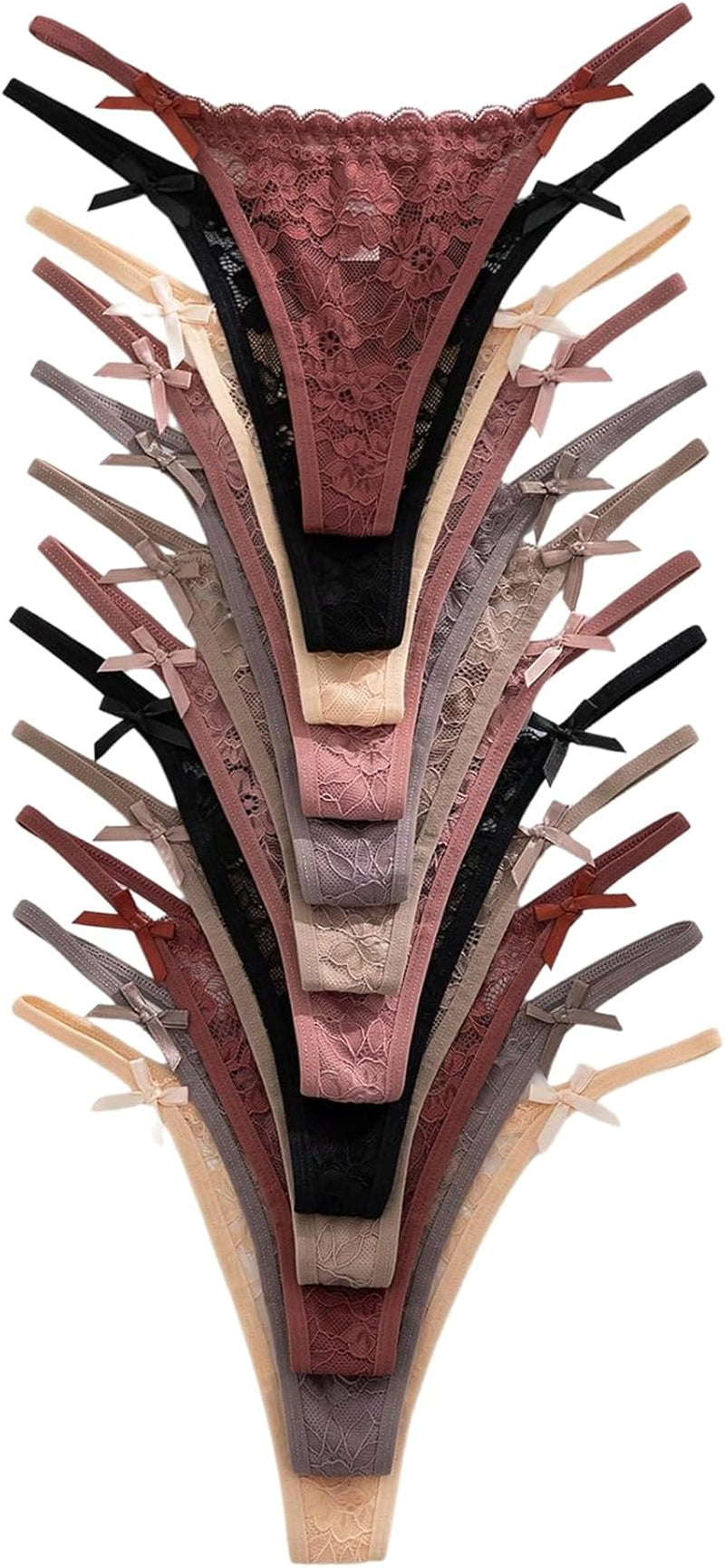 Complete 12 pack collection of lace thongs for women