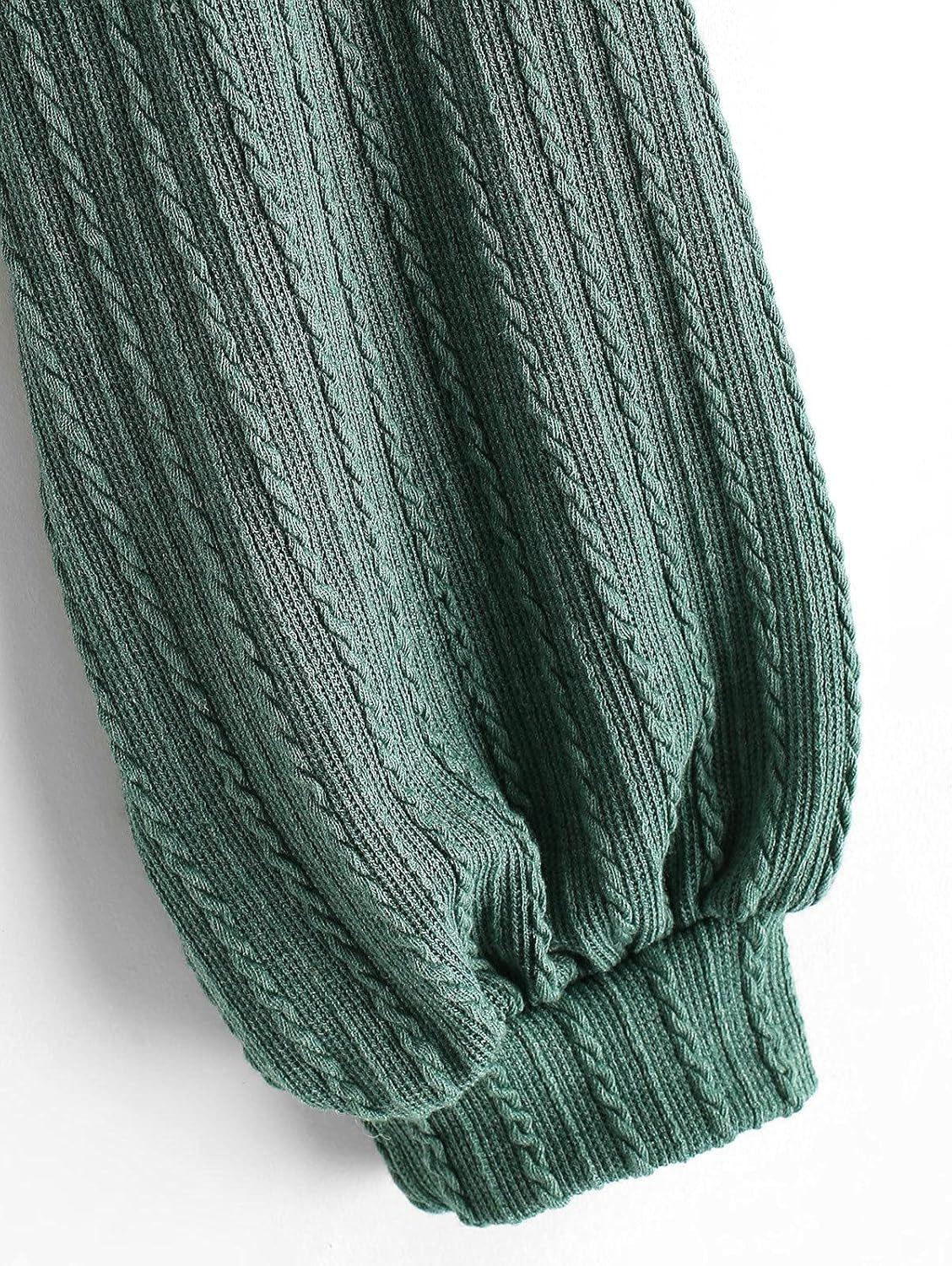 ZAFUL Women'S Pullover Ribbed Cropped Knitwear Drawstring Ruched Knitted Crop Top Solid V-Neck Long Sleeve T-Shirt