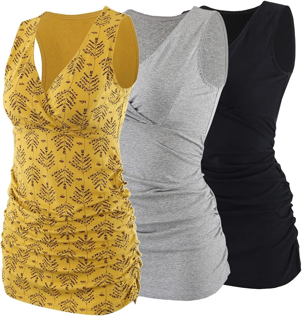 COLOMI Maternity Nursing Tank Top Women Maternity Pajama Tops Nursing Cami Sleep Bra for Breastfeeding