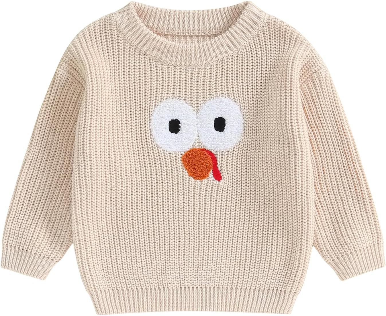 Baby Halloween Sweater Pumpkin Print Long Sleeve Crewneck Embroidery Knit Sweatshirt Toddler Fall Winter Pullover