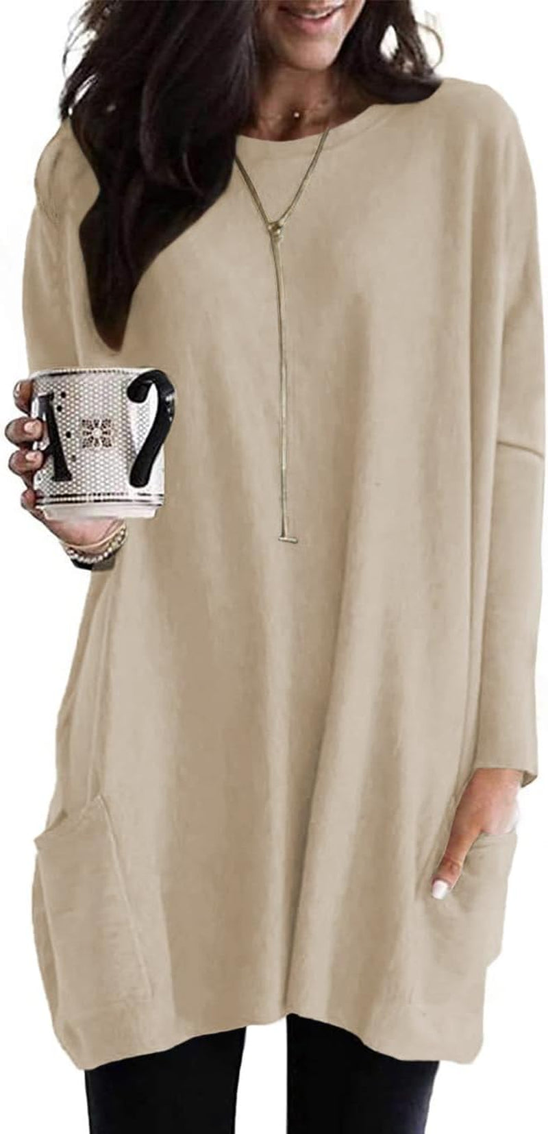 Naggoo Womens Long Sleeve Tunic Tops for Leggings with Pockets Fall Fashion 2025 Casual Long T Shirts