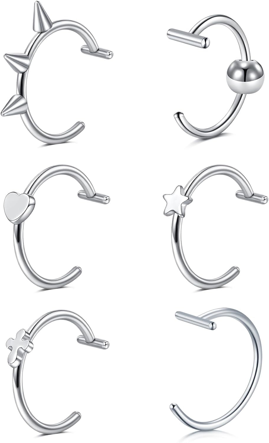 QWALIT Fake Lip Piercing Fake Lip Ring Fake Nose Ring Fake Snake Bites Fake Nose Piercing Faux Lip Rings Fake Snake Bite Piercing Clip Lip Ring Ear Cuff Earrings