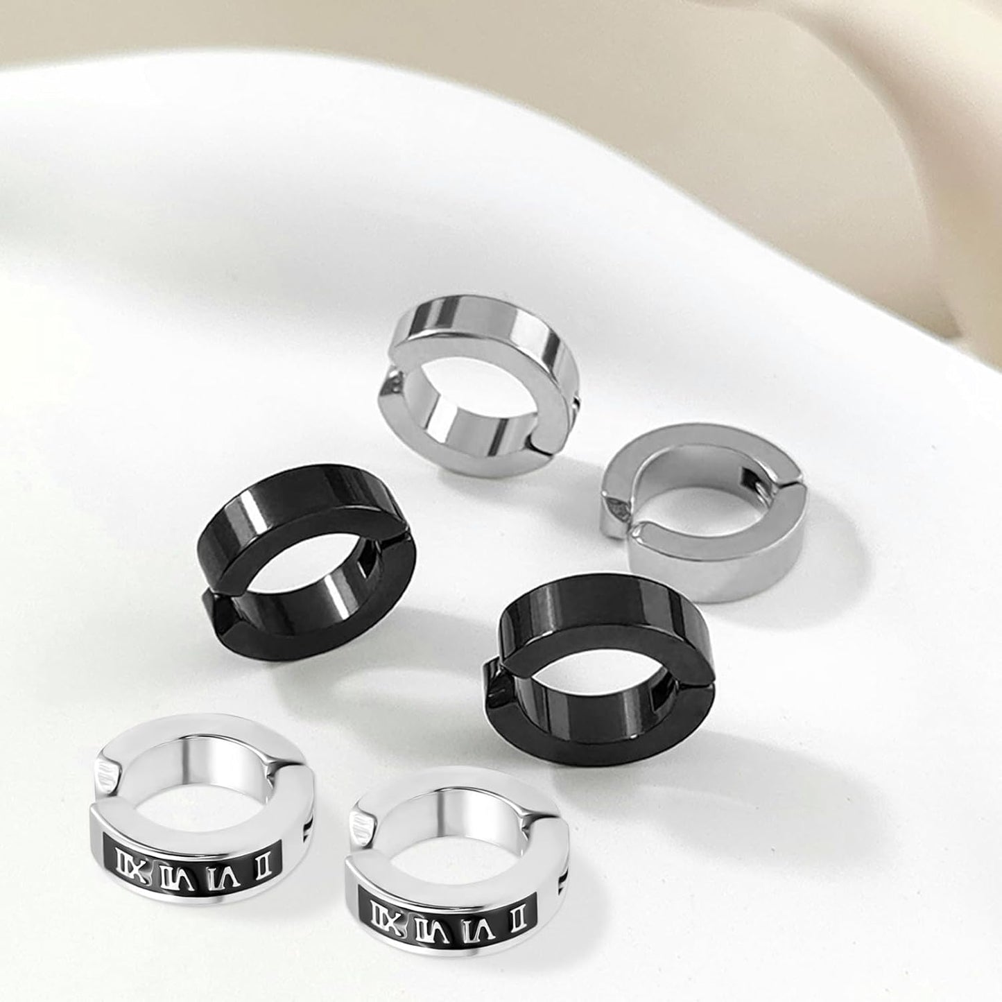 3 Pairs Clip on Earrings for Men, Non Pierced Earrings for Women and Men, Titanium Steel Fake Earrings, Cool Earrings Set for Gifts