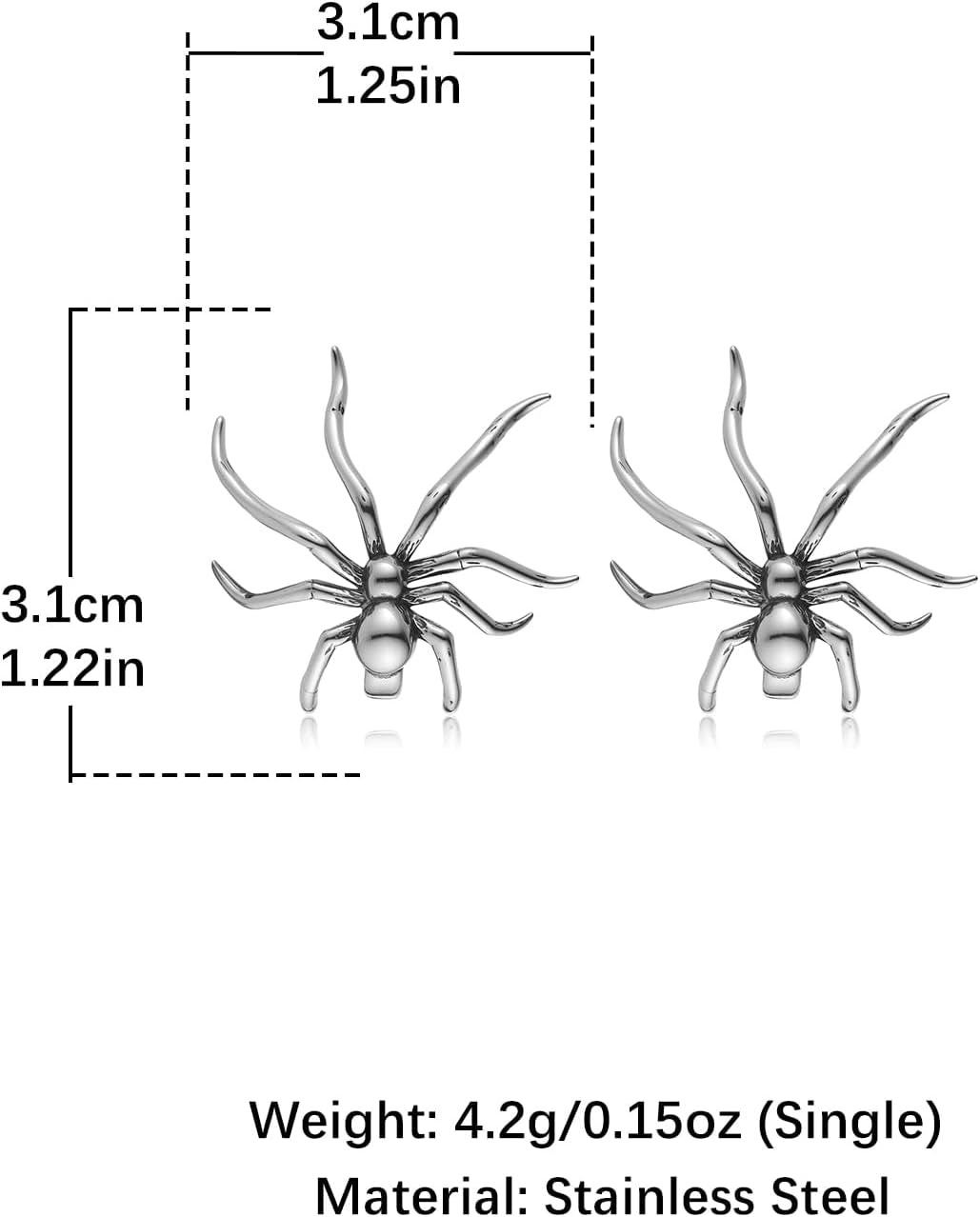 HZMAN Halloween Spider Ear Cuff for Women Goth Stainless Steel Clip on Cartilage Fake Earrings