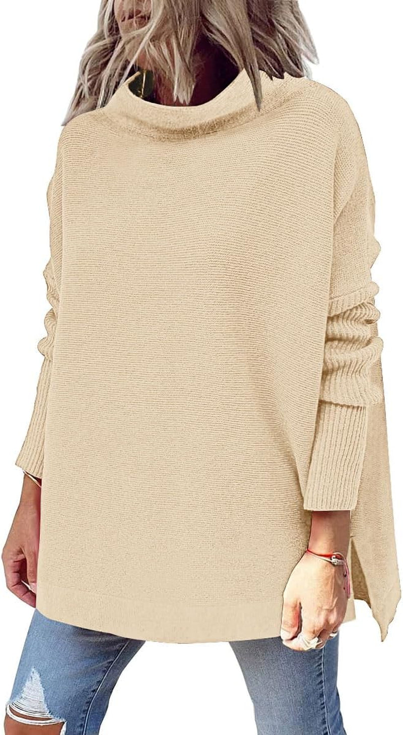 LILLUSORY Women'S Mock Turtleneck Sweater Oversized Long Sleeve Casual Knit Pullover Tunic Tops Wear with Leggings