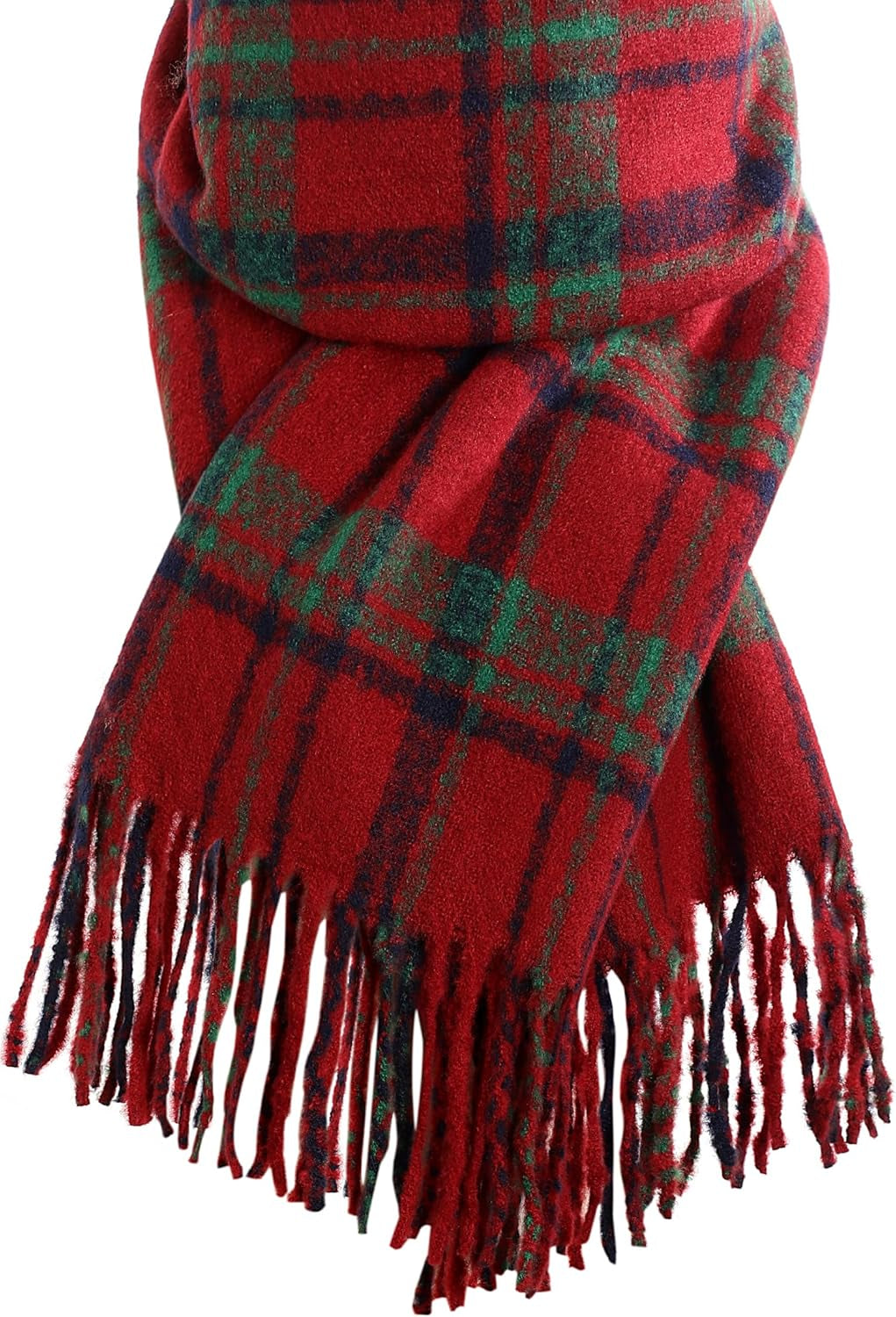 Winter Scarf for Women, Fashion Plaid Blanket Scarves with Fringe, Long Soft Scarf Shawl Wraps