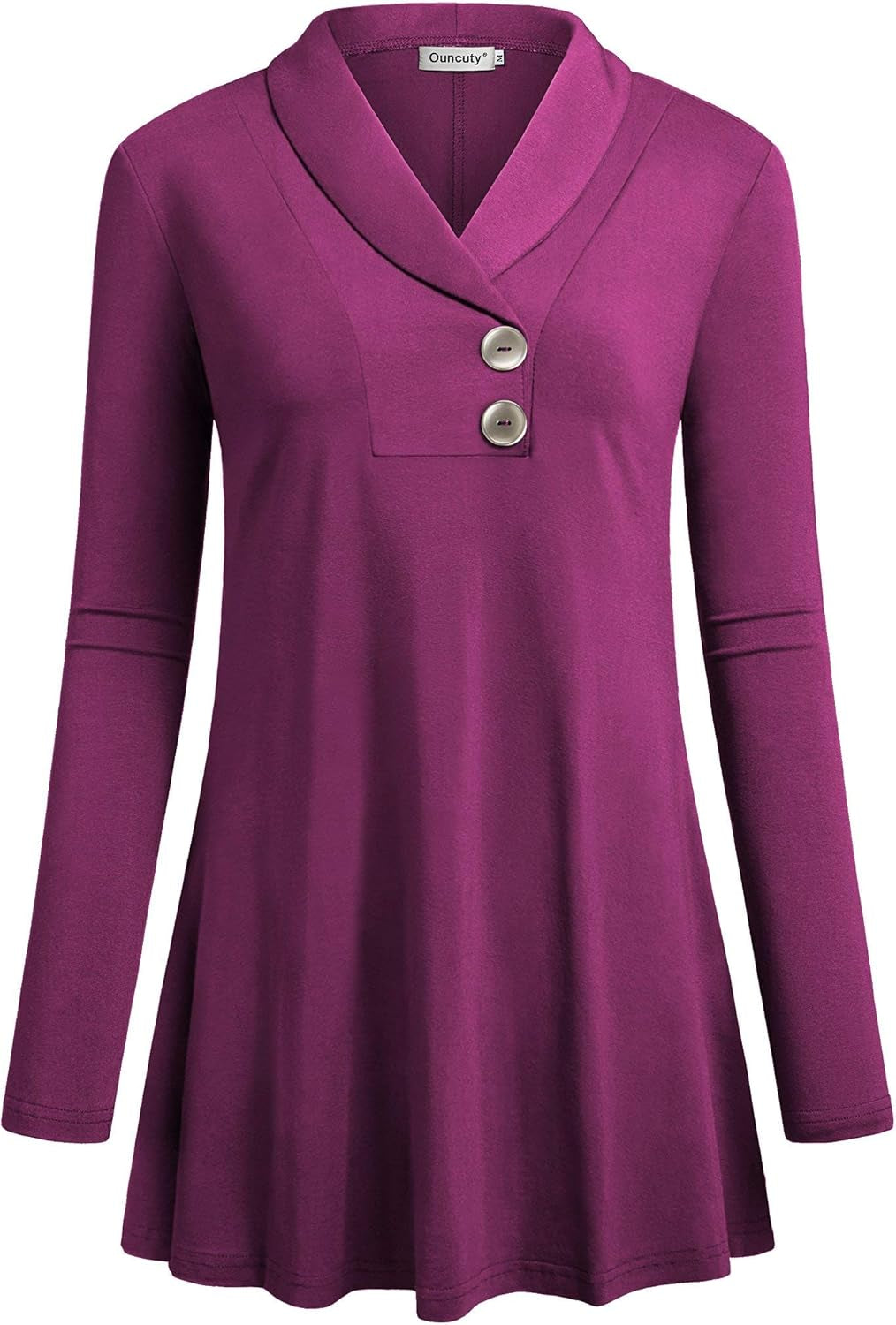 Women Fall Long Sleeve Tops Shawl Neck Button down Dressy Blouses Shirts