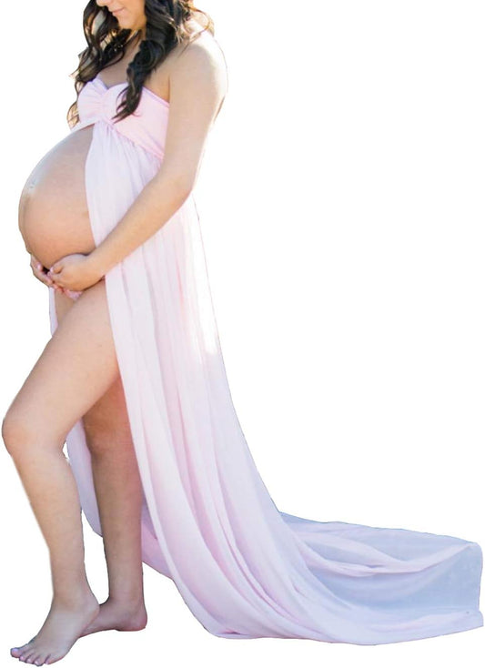 Mommy Jennie Maternity Dress for Photoshoot Sleeveless Open Front Photography Gown
