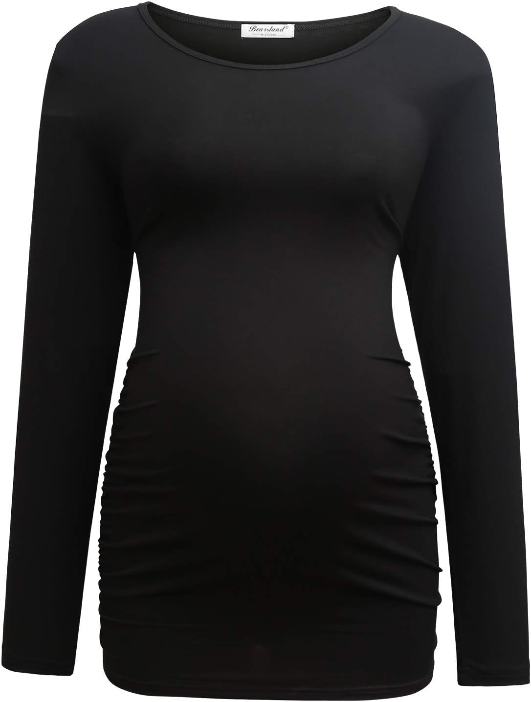 Bearsland Womens Maternity Long Sleeve Tshirt 3 Packs Classic Side Ruched Tee Top Mama Pregnancy Clothes