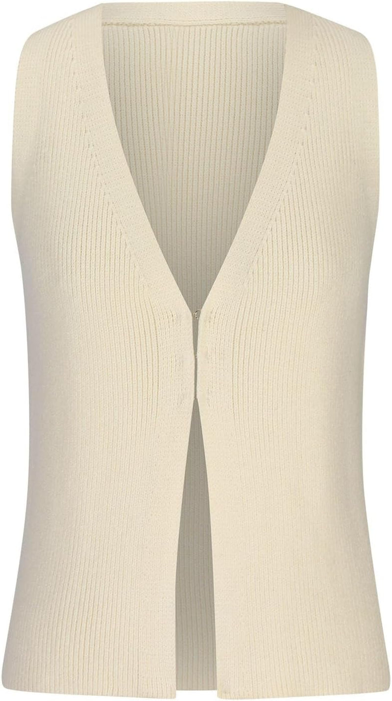 Hgps8W Women'S Sexy V Neck Sweater Vest Solid Casual Slim Fit Sleeveless Knitwear Tops Teen Girls Chic Streetwear