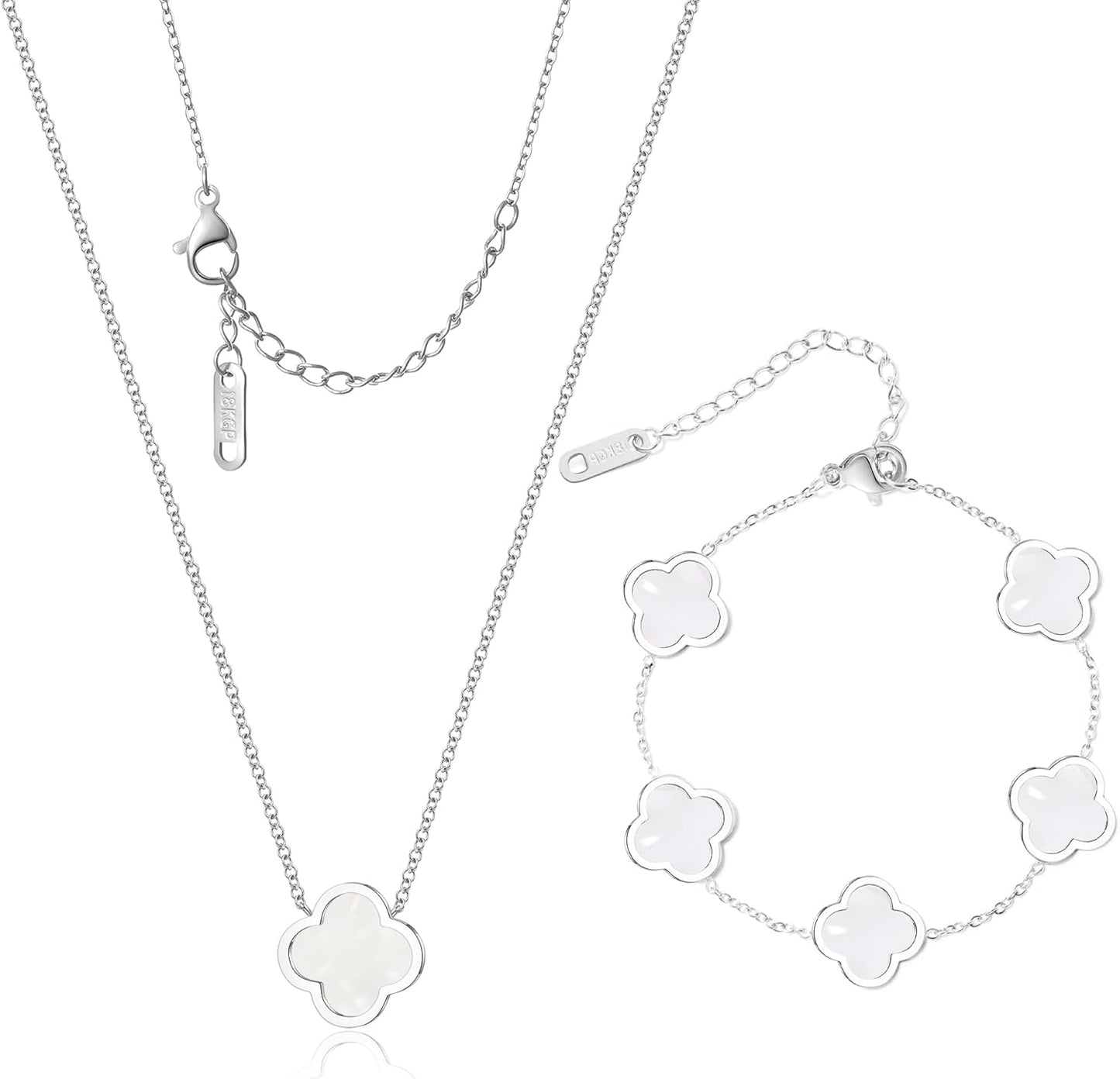 Delicacy Clover Bracelets Necklace Set:Clover Necklaces Clover Bracelet Women Link Bracelets Cute Gold Jewelry